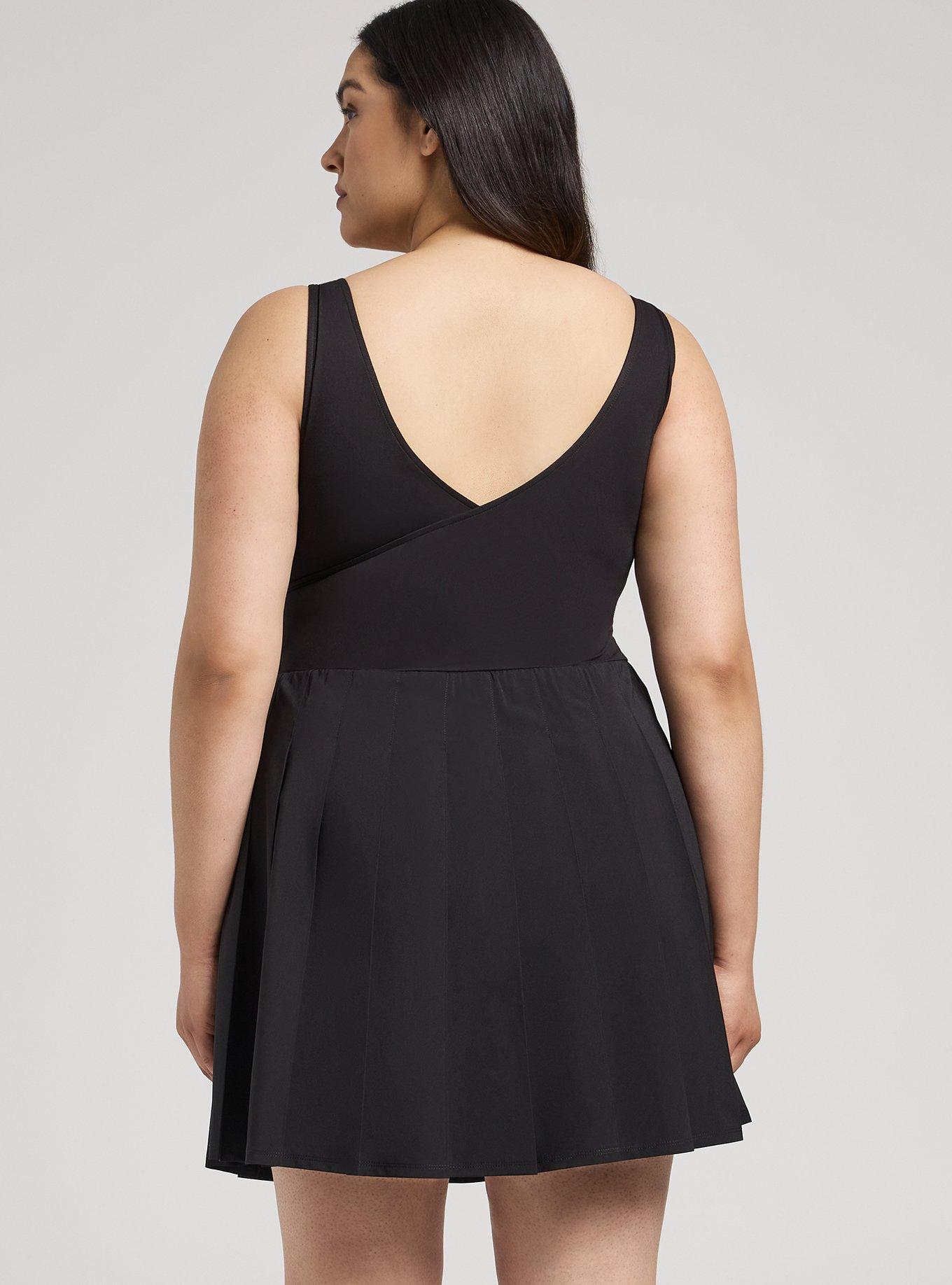 TRU Performance Core Pleated 2fer Active Dress, DEEP BLACK, alternate