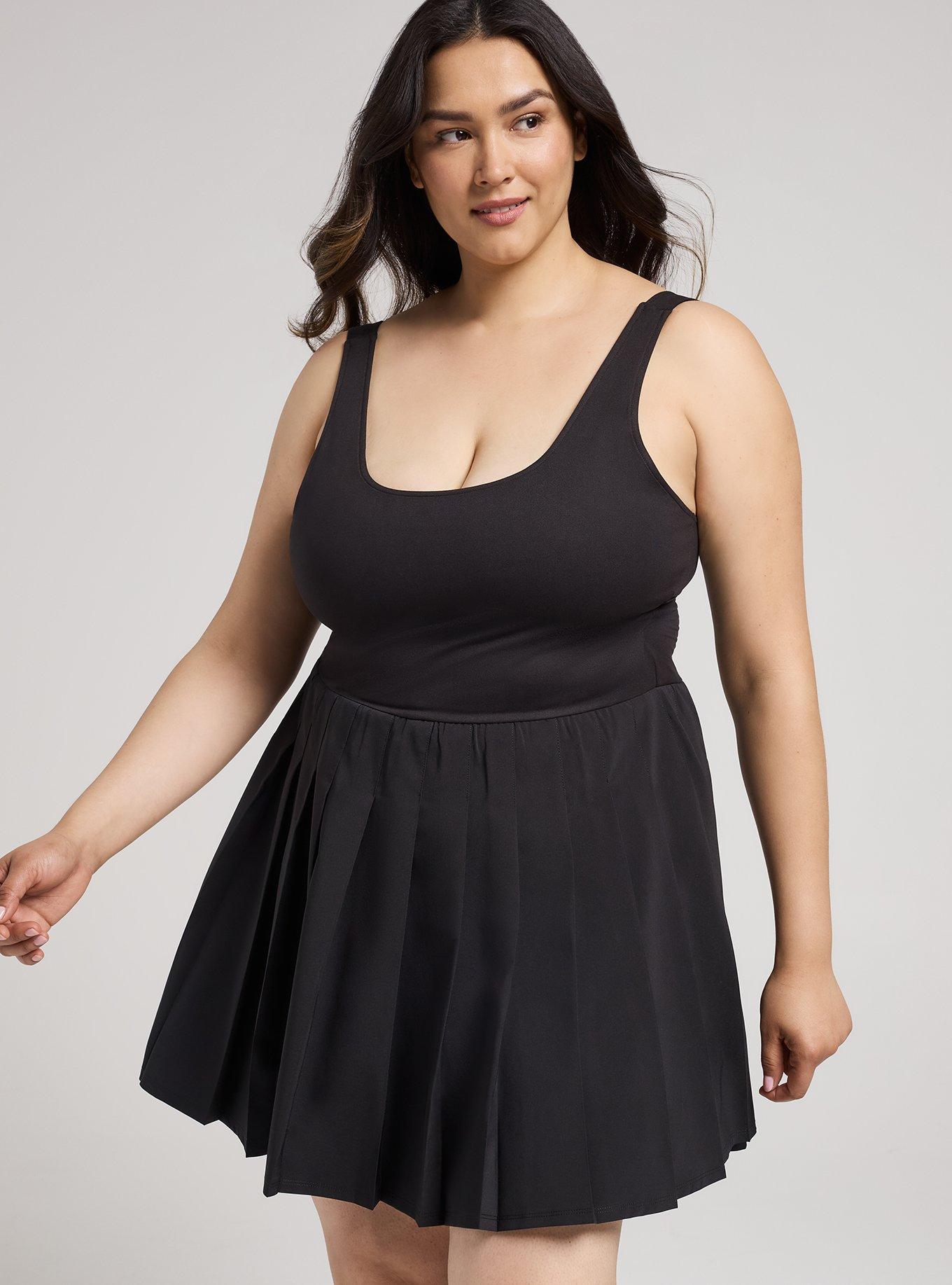 TRU Performance Core Pleated 2fer Active Dress, DEEP BLACK, alternate