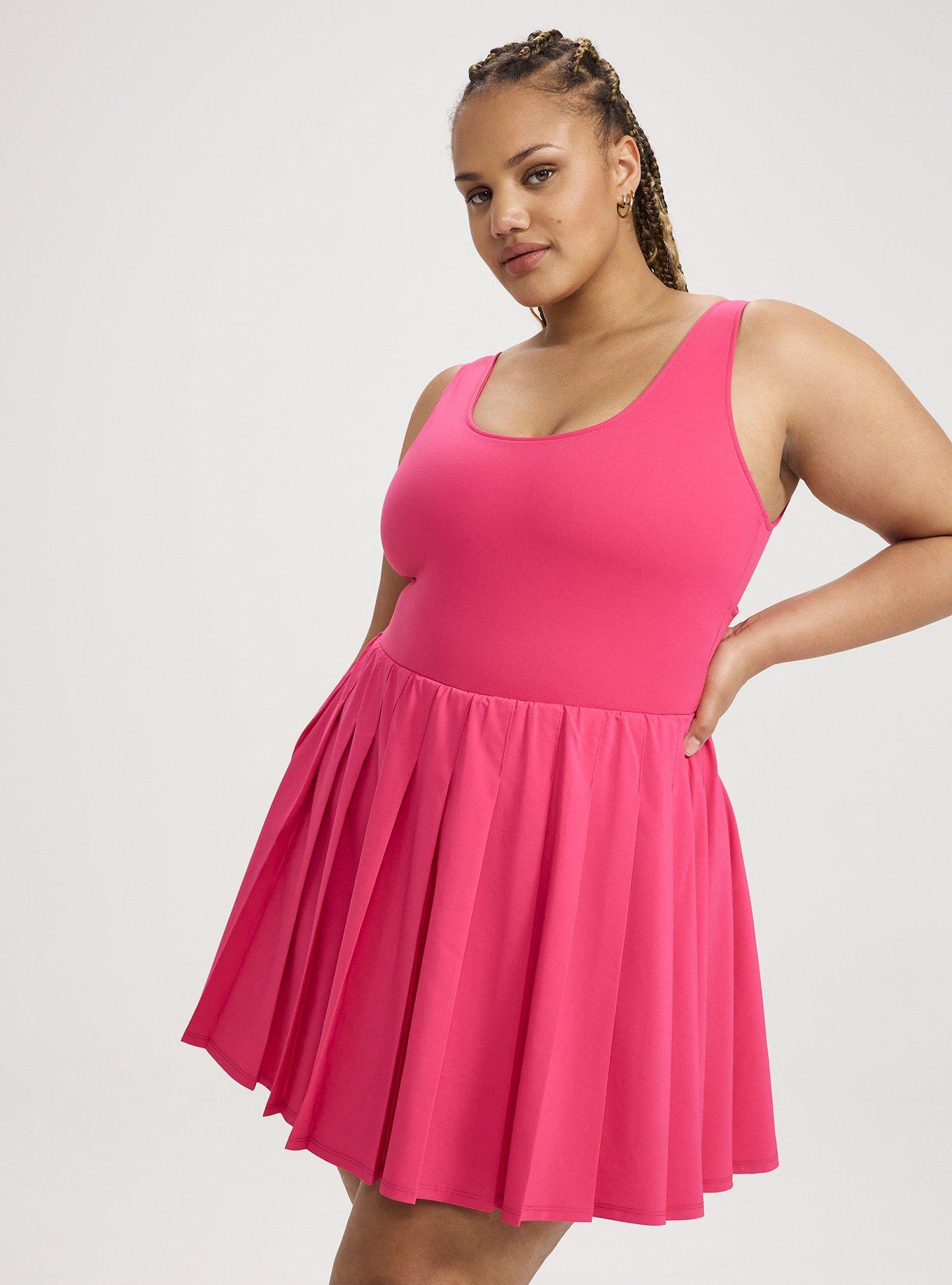 TRU Performance Core Pleated 2fer Active Dress, BEET ROOT PURPLE PINK, alternate