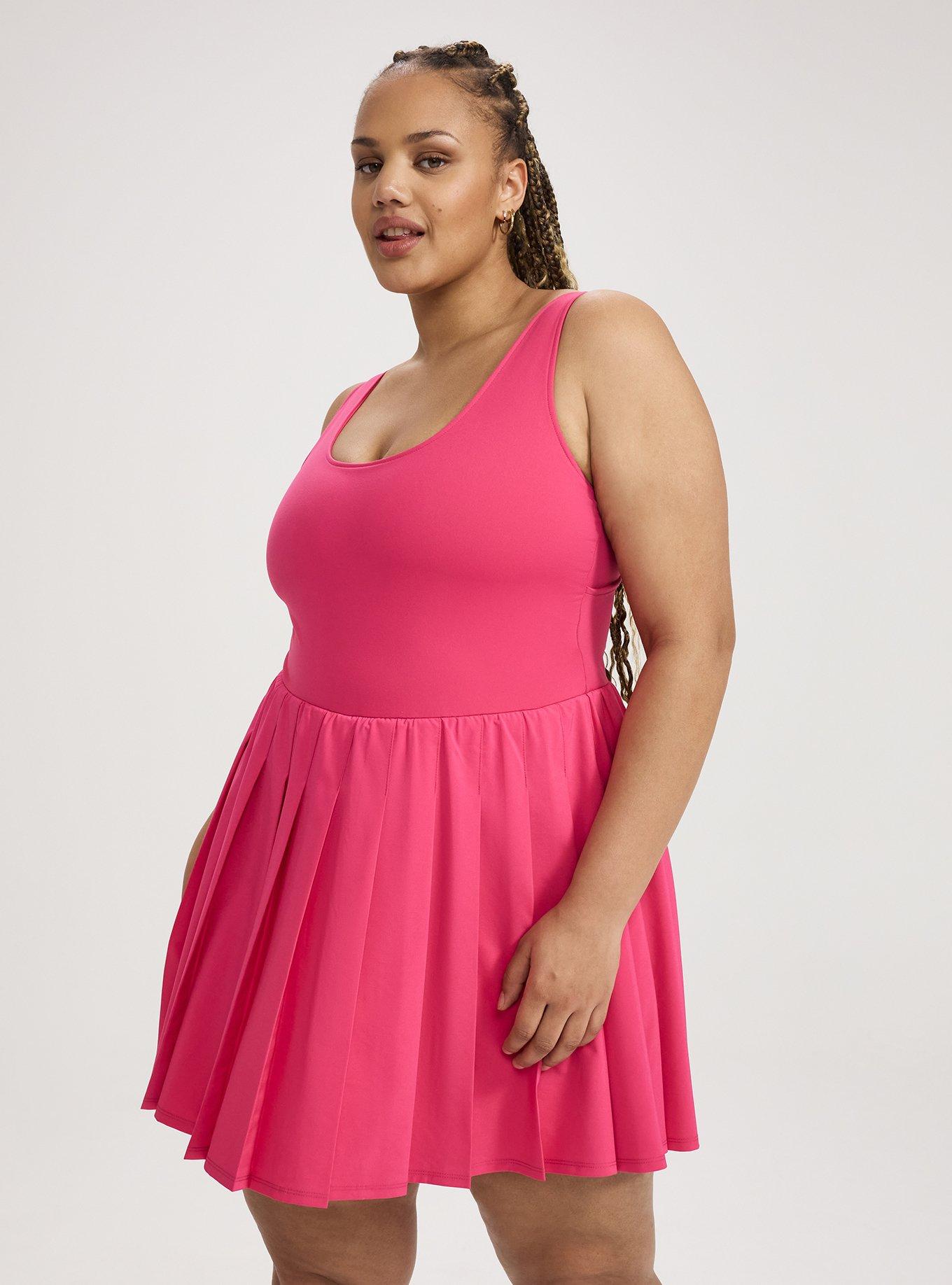 TRU Performance Core Pleated 2fer Active Dress, BEET ROOT PURPLE PINK, alternate