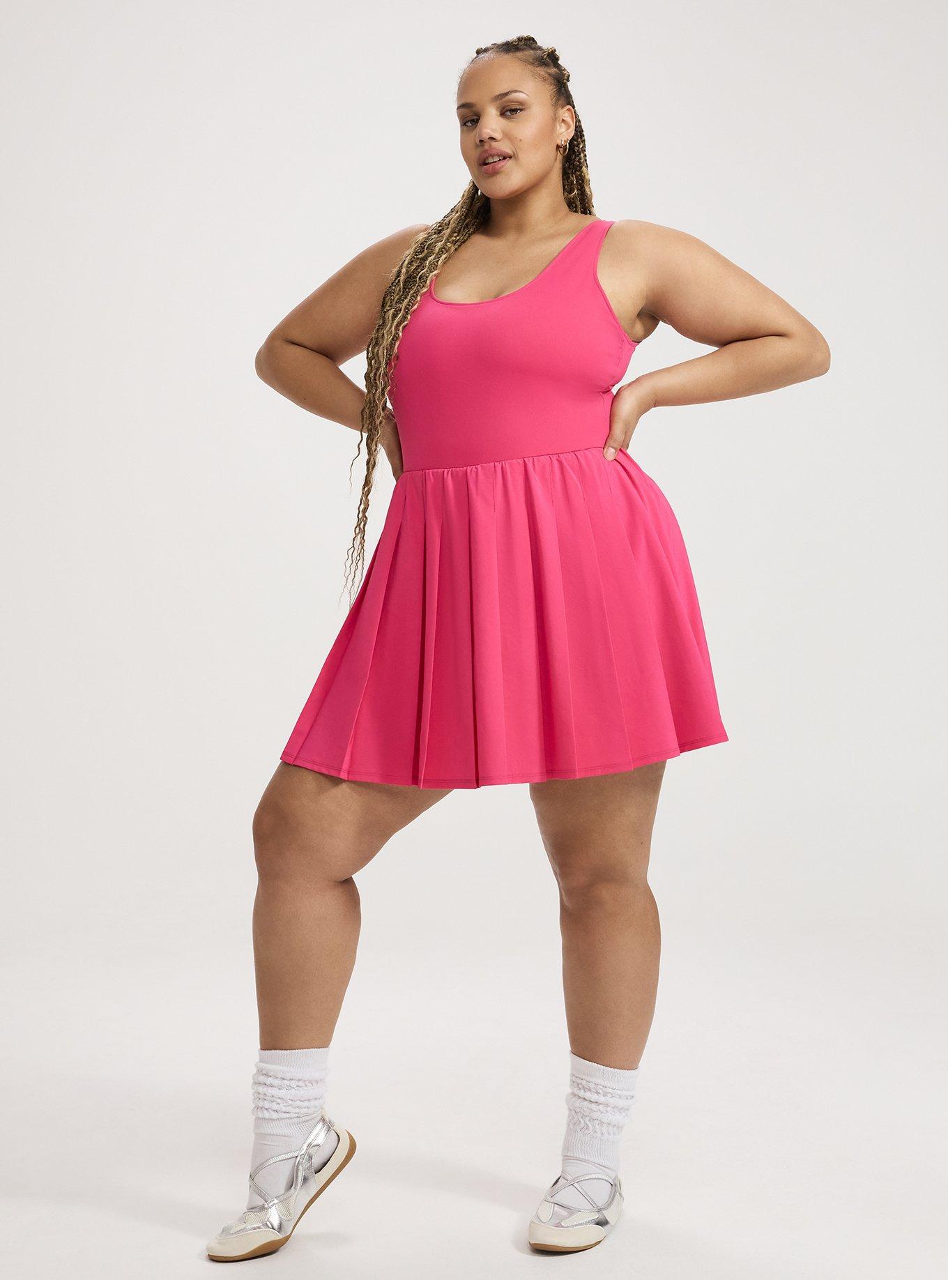 TRU Performance Core Pleated 2fer Active Dress, BEET ROOT PURPLE PINK, hi-res