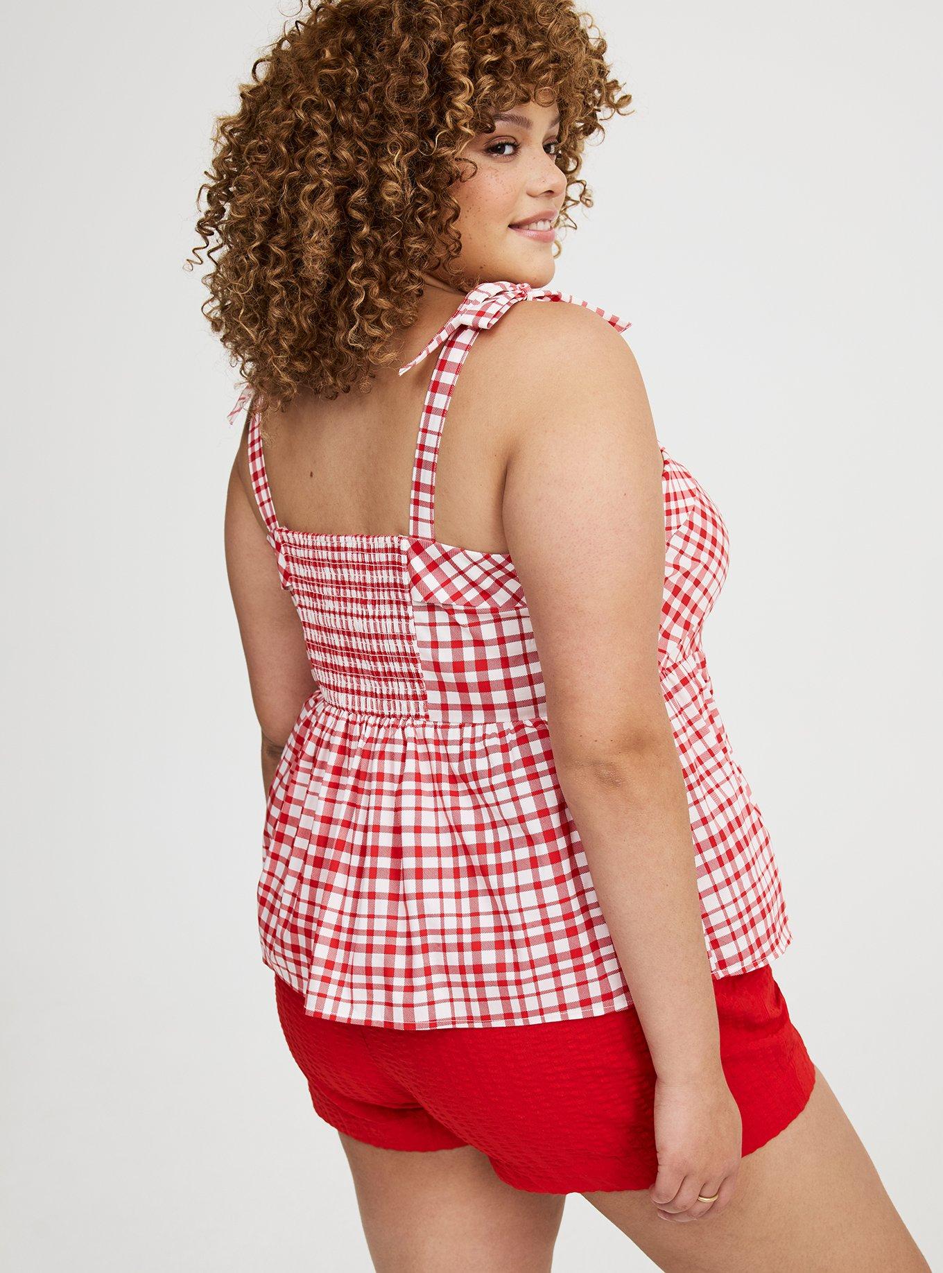 Poplin Peplum Tie Strap Top