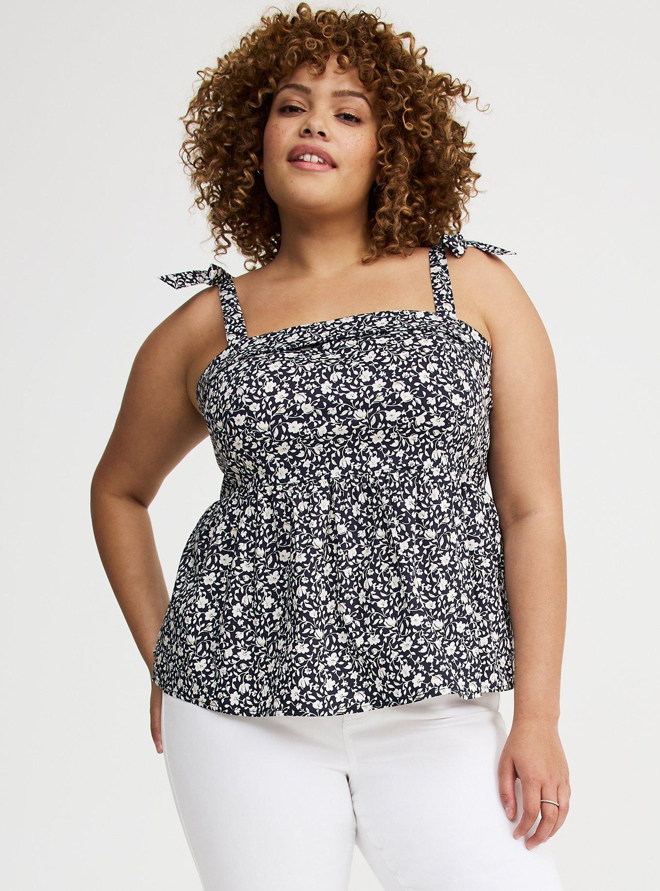 Poplin Peplum Tie Strap Top