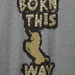 Lady Gaga Relaxed Cotton Crew Studded Tee, MEDIUM HEATHER GREY, swatch