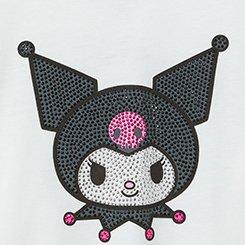 Plus Size Kuromi Cotton Raglan Crop Tee, BLANC DE BLANC, swatch