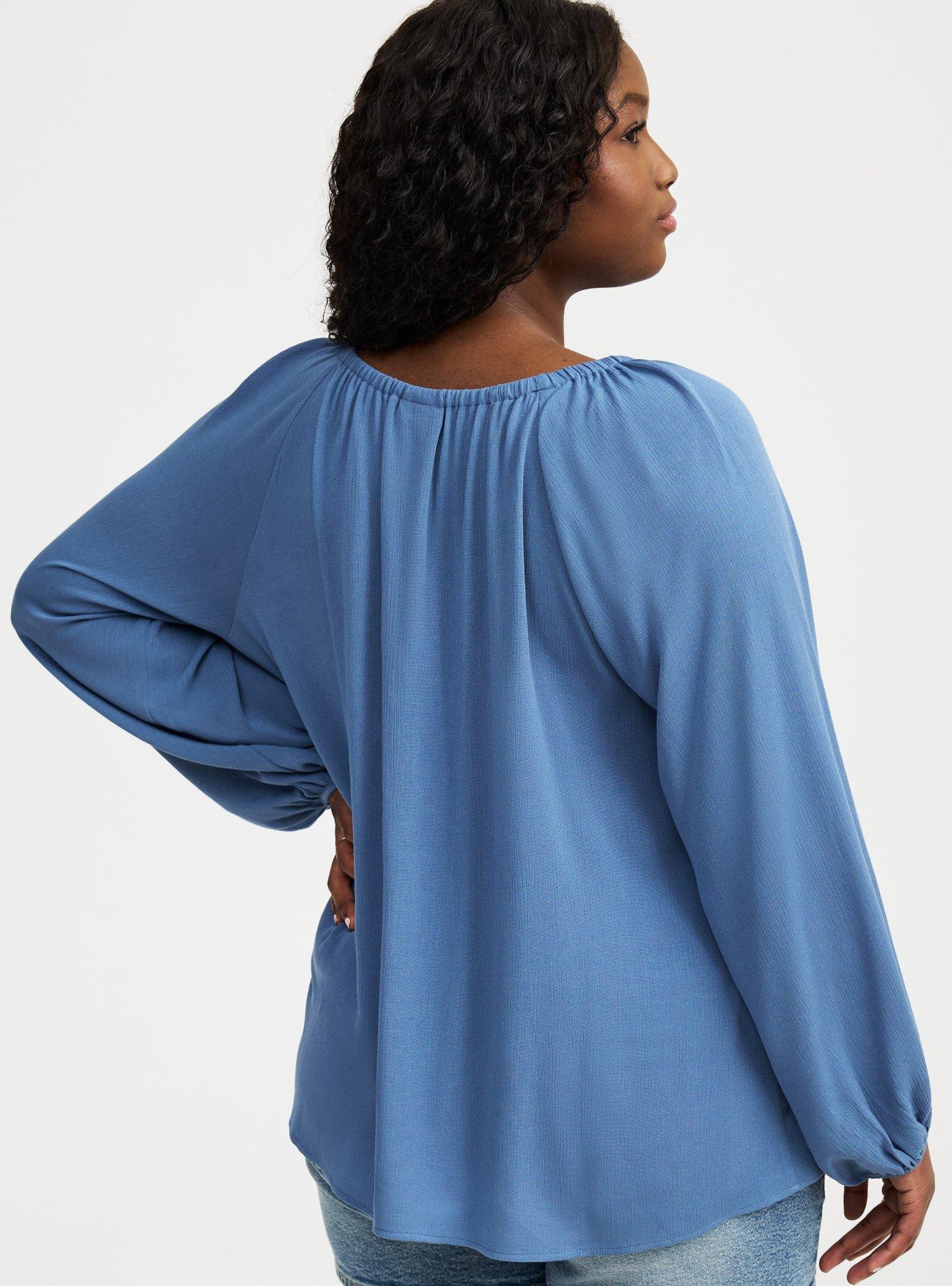 Crinkle Gauze Relaxed Popover Blouse