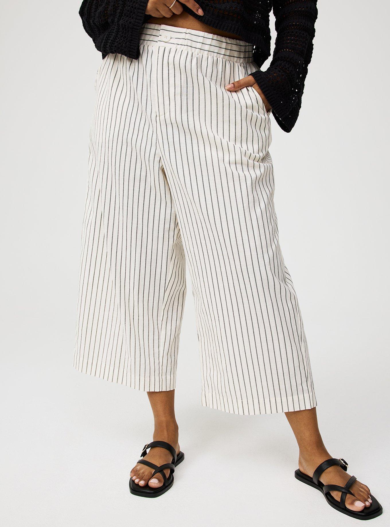 High-Rise Cropped Beach Linen Pant