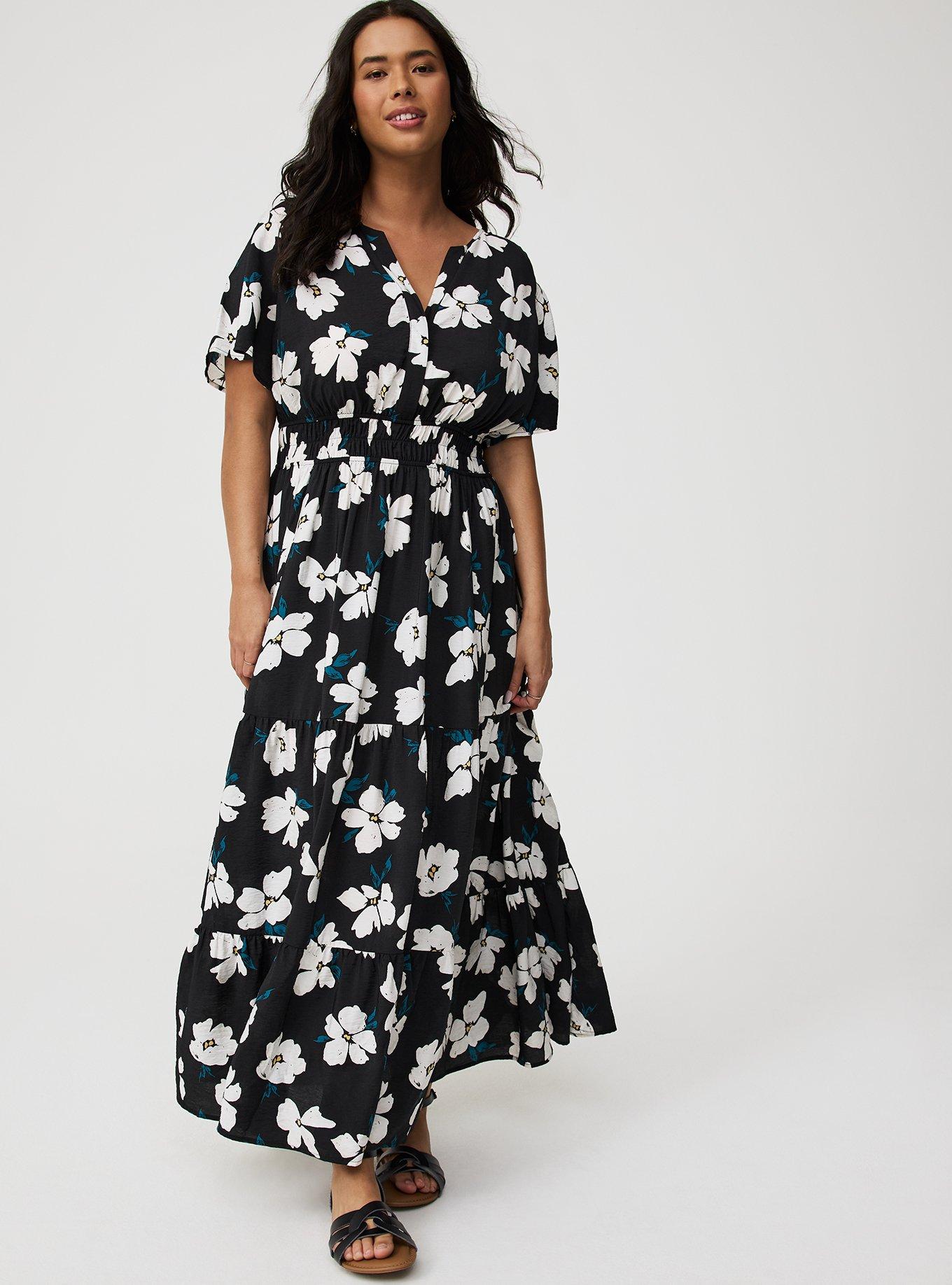 Y-Neck Tiered Maxi Dress