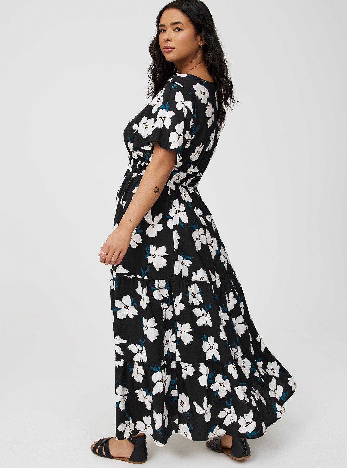 Y-Neck Tiered Maxi Dress