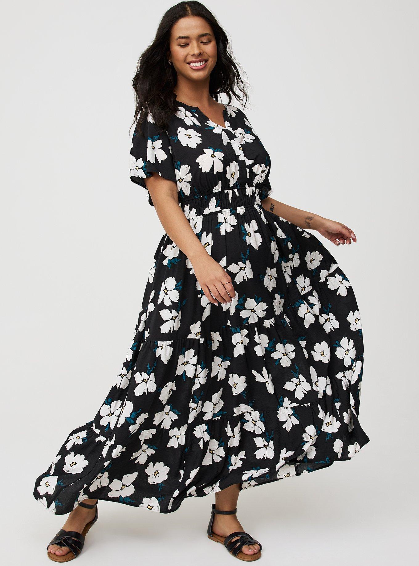 Y-Neck Tiered Maxi Dress