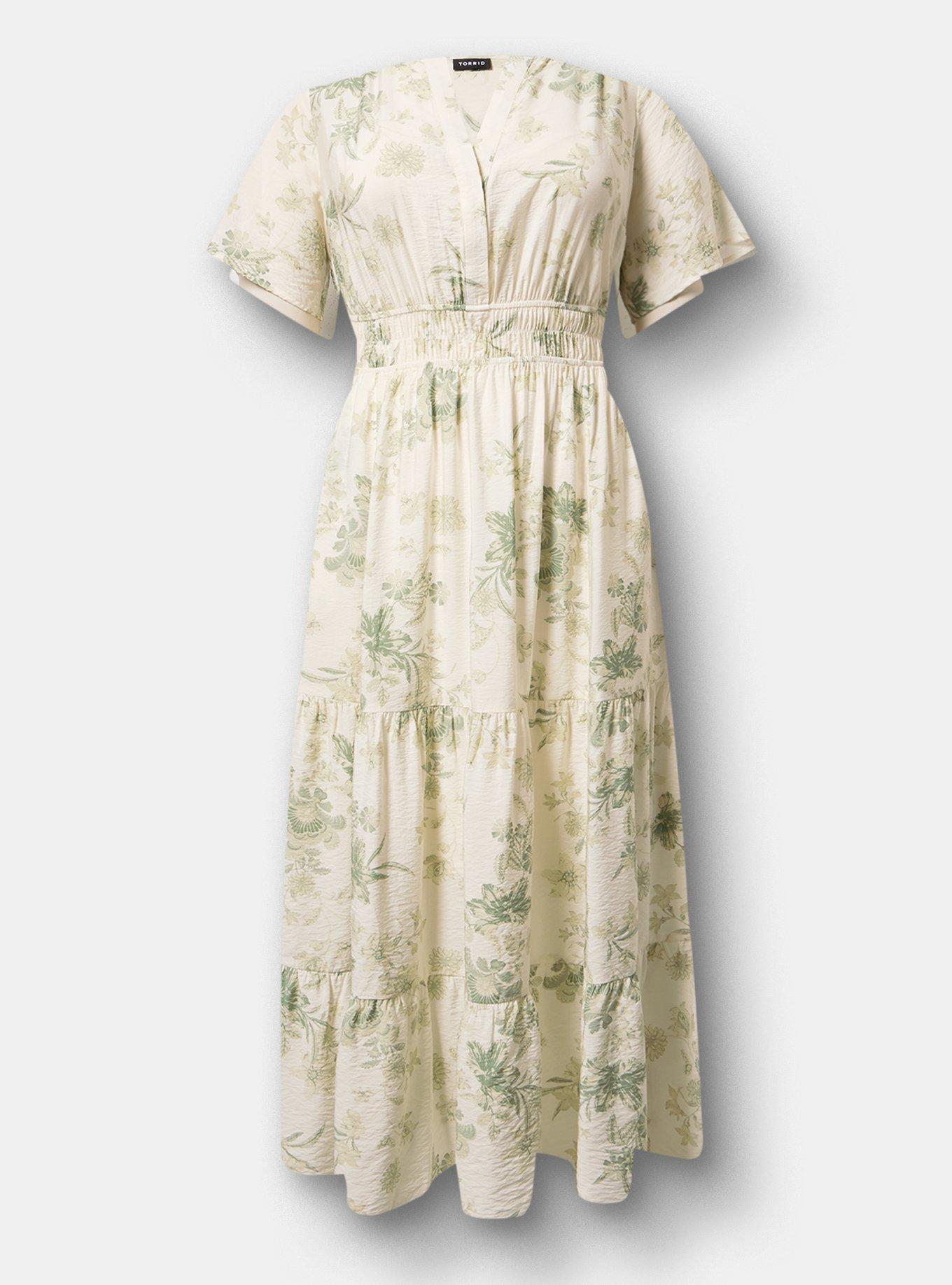 Y-Neck Tiered Maxi Dress, HOLIDAY VINES MINT, hi-res