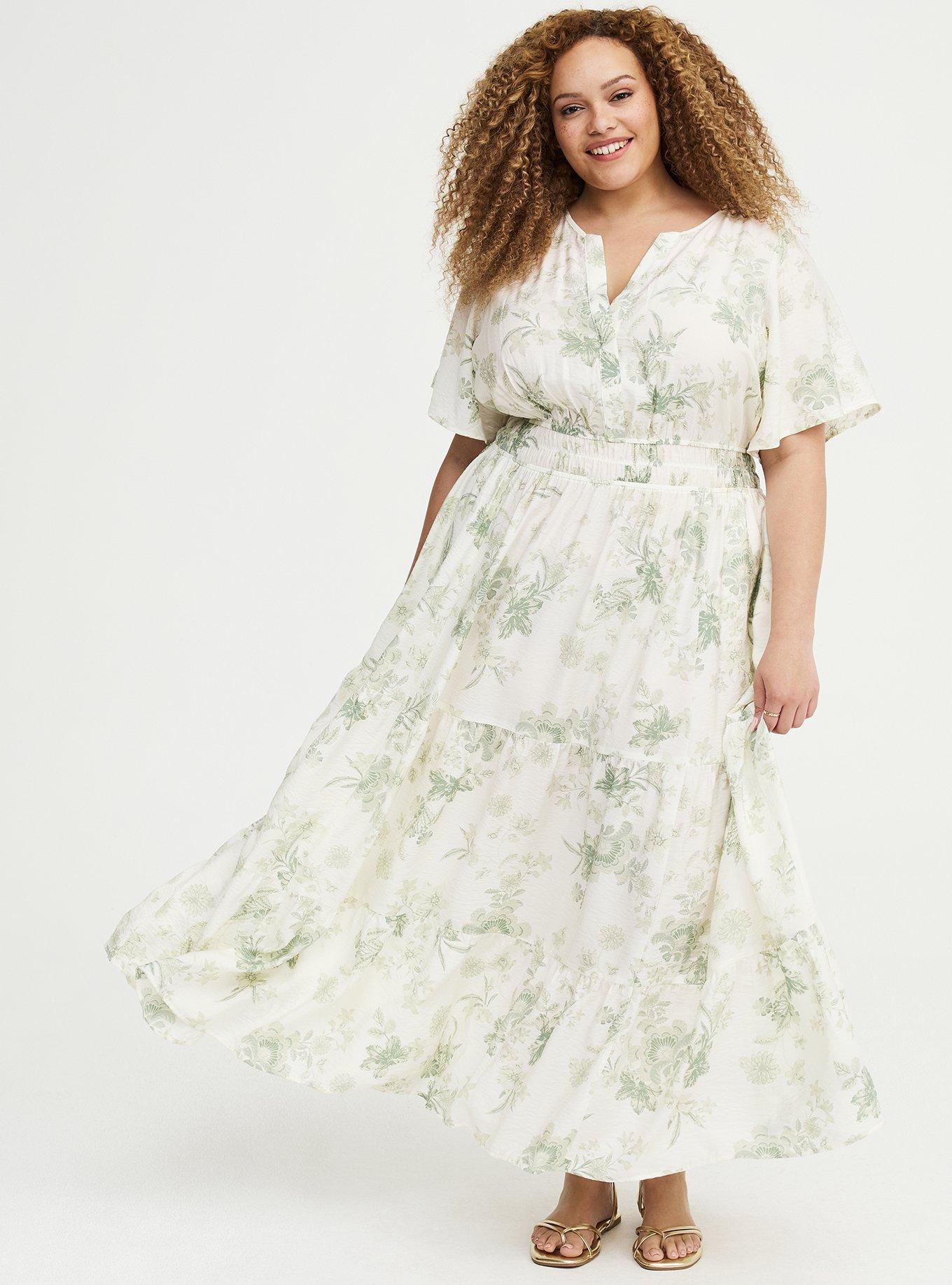 Y-Neck Tiered Maxi Dress, HOLIDAY VINES MINT, hi-res