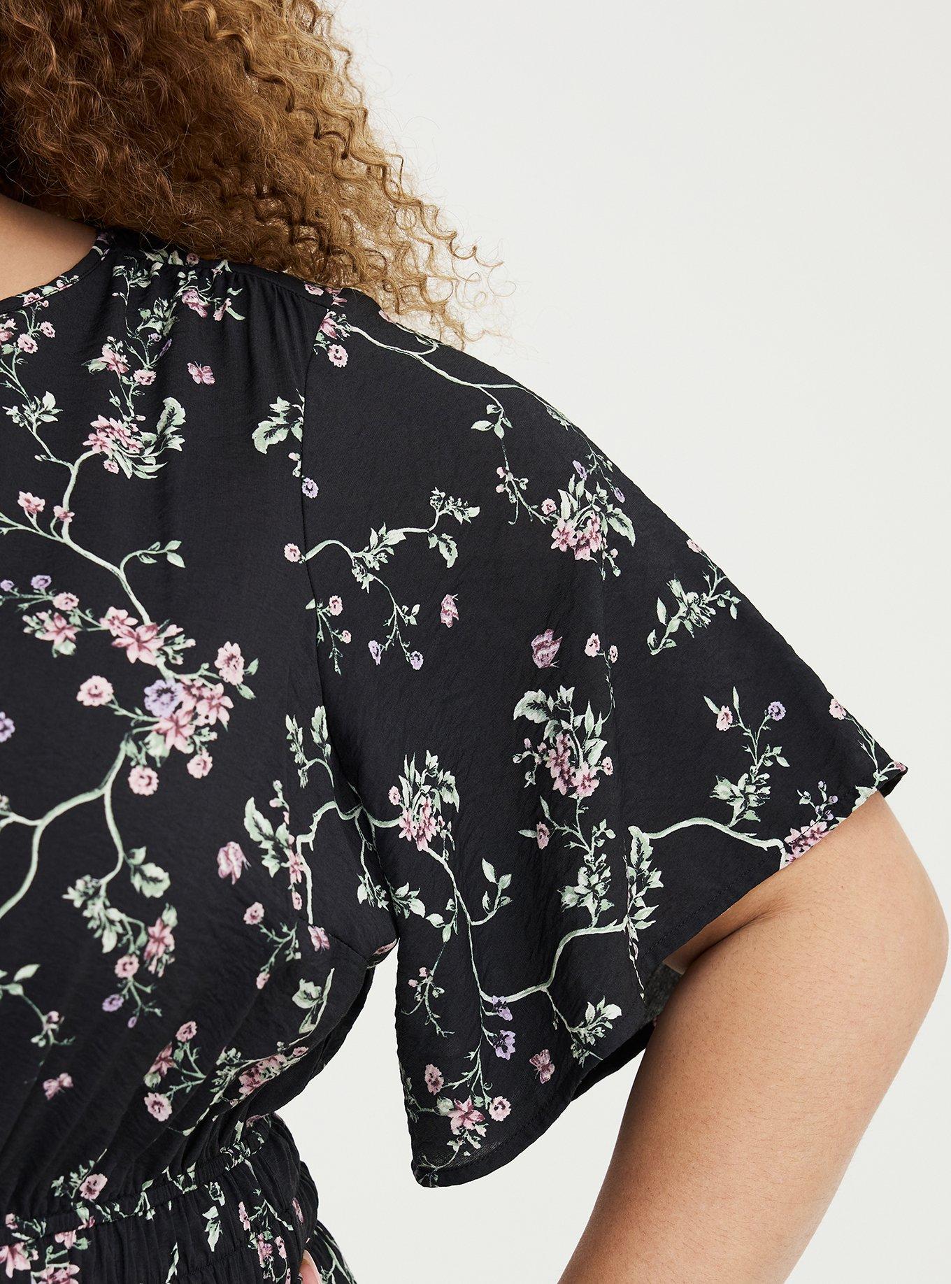 Y-Neck Tiered Maxi Dress, CRAWLING FLORAL BLACK, alternate