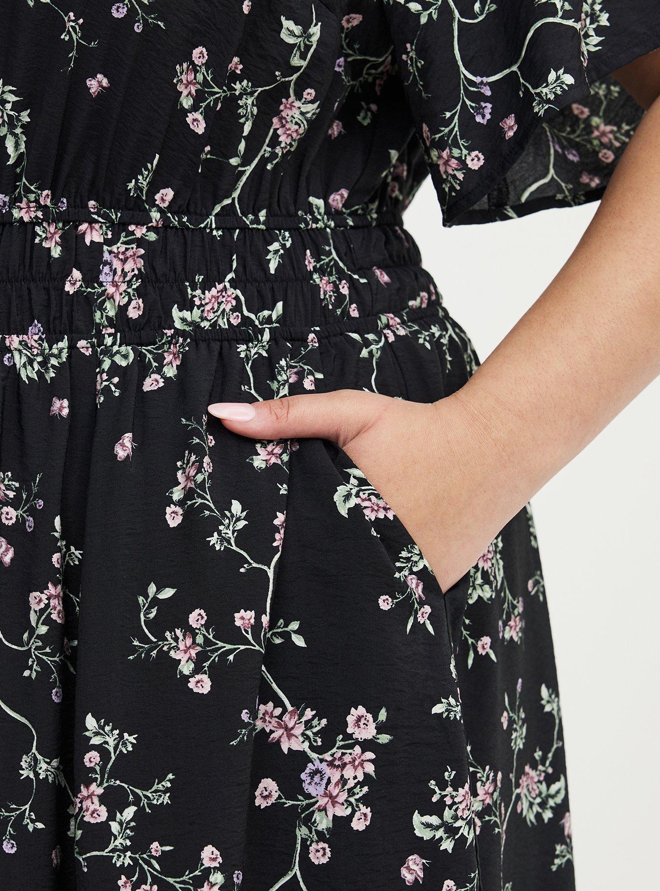 Y-Neck Tiered Maxi Dress, CRAWLING FLORAL BLACK, alternate