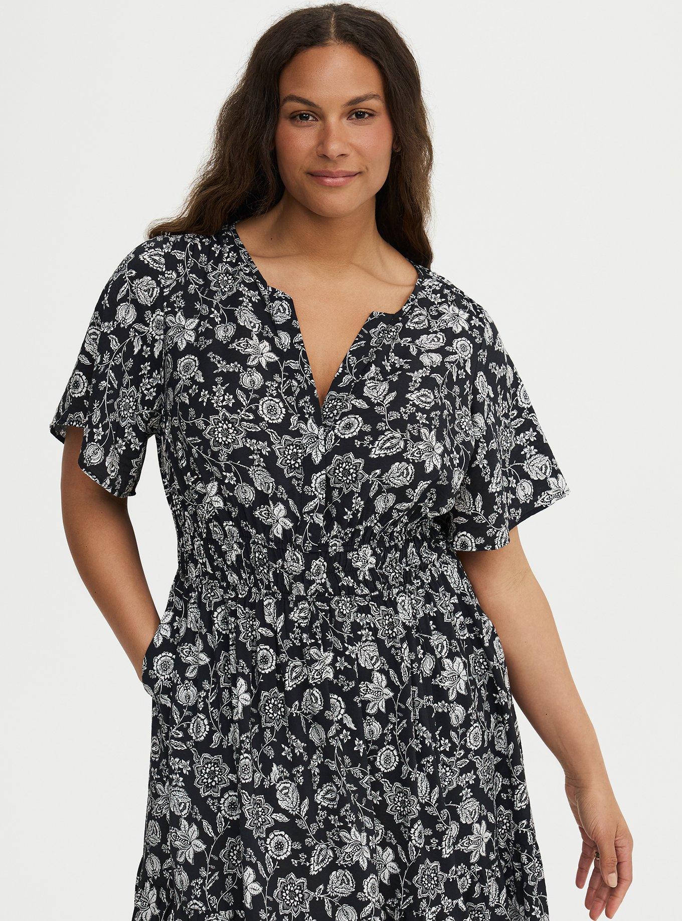 Y-Neck Tiered Maxi Dress, TRACY BANDANA BLACK, alternate