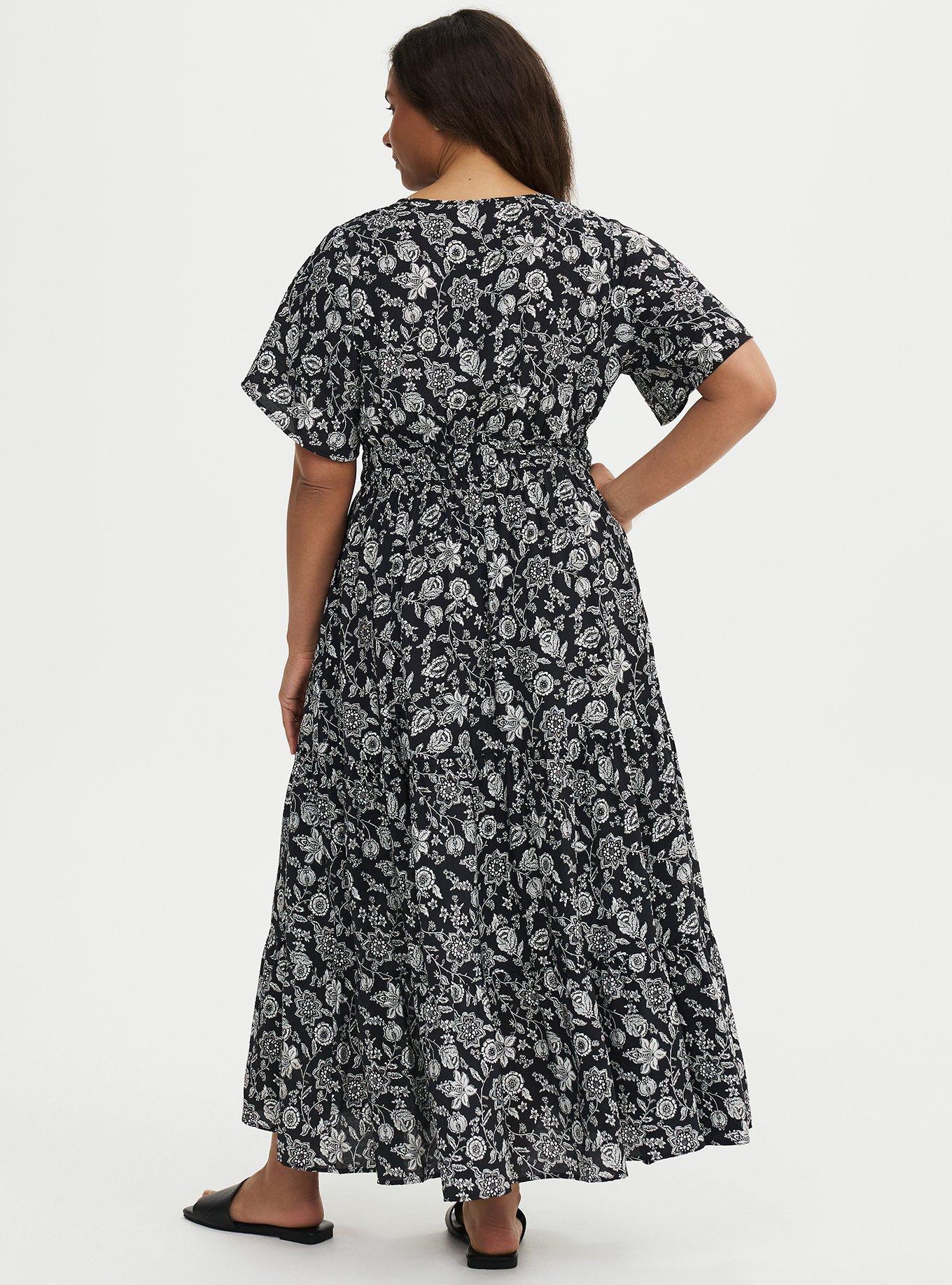 Y-Neck Tiered Maxi Dress, TRACY BANDANA BLACK, alternate