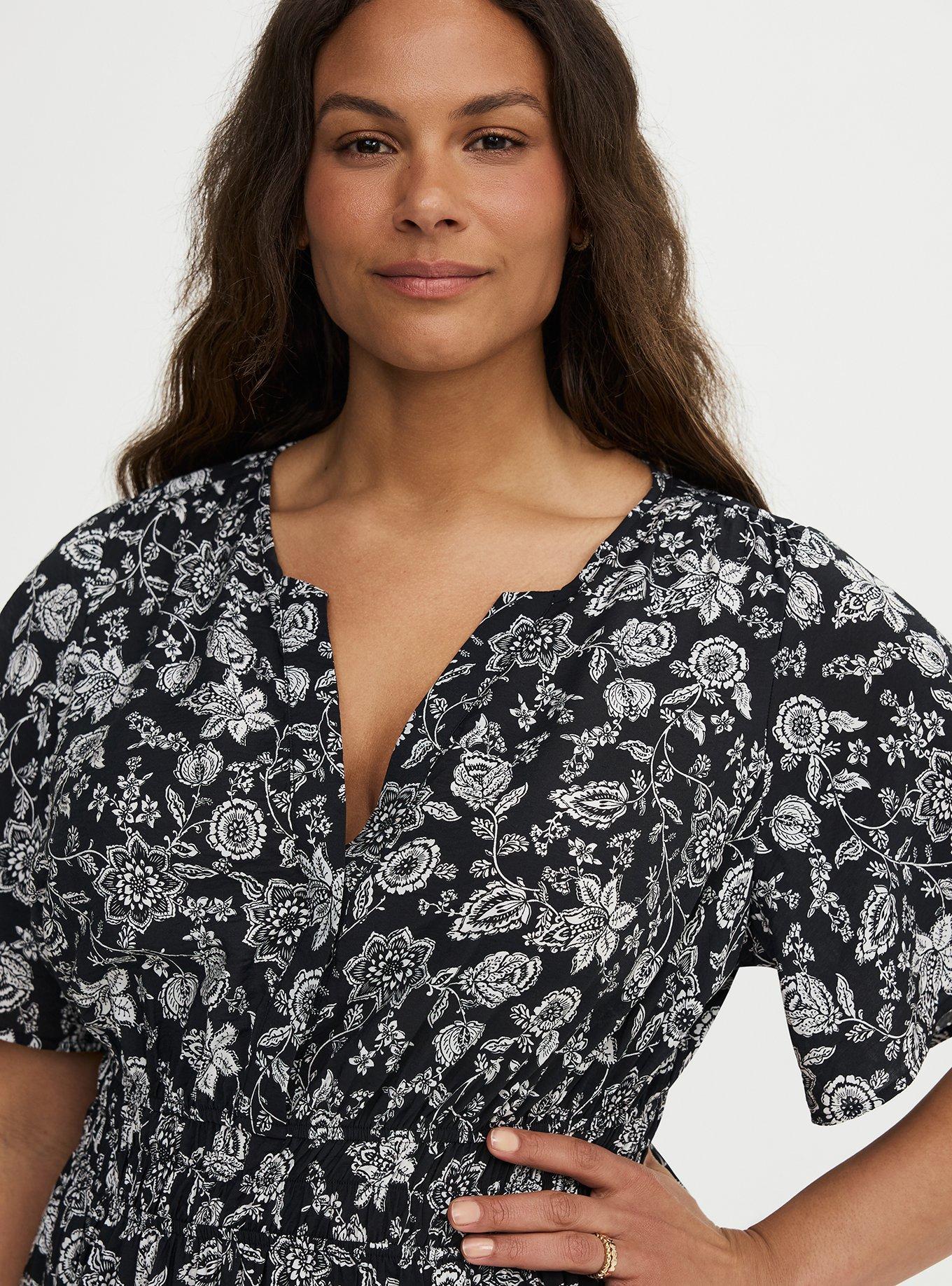 Y-Neck Tiered Maxi Dress, TRACY BANDANA BLACK, alternate