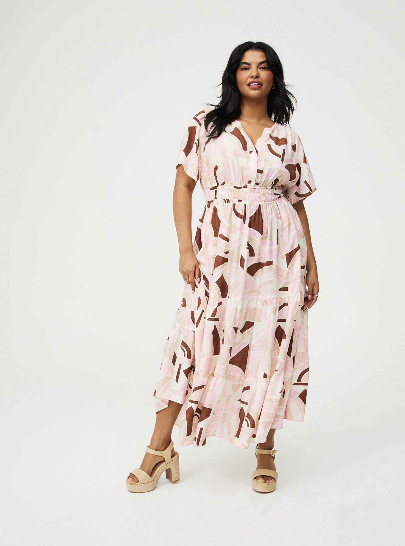 Y-Neck Tiered Maxi Dress, GEO STORY MULTI, hi-res