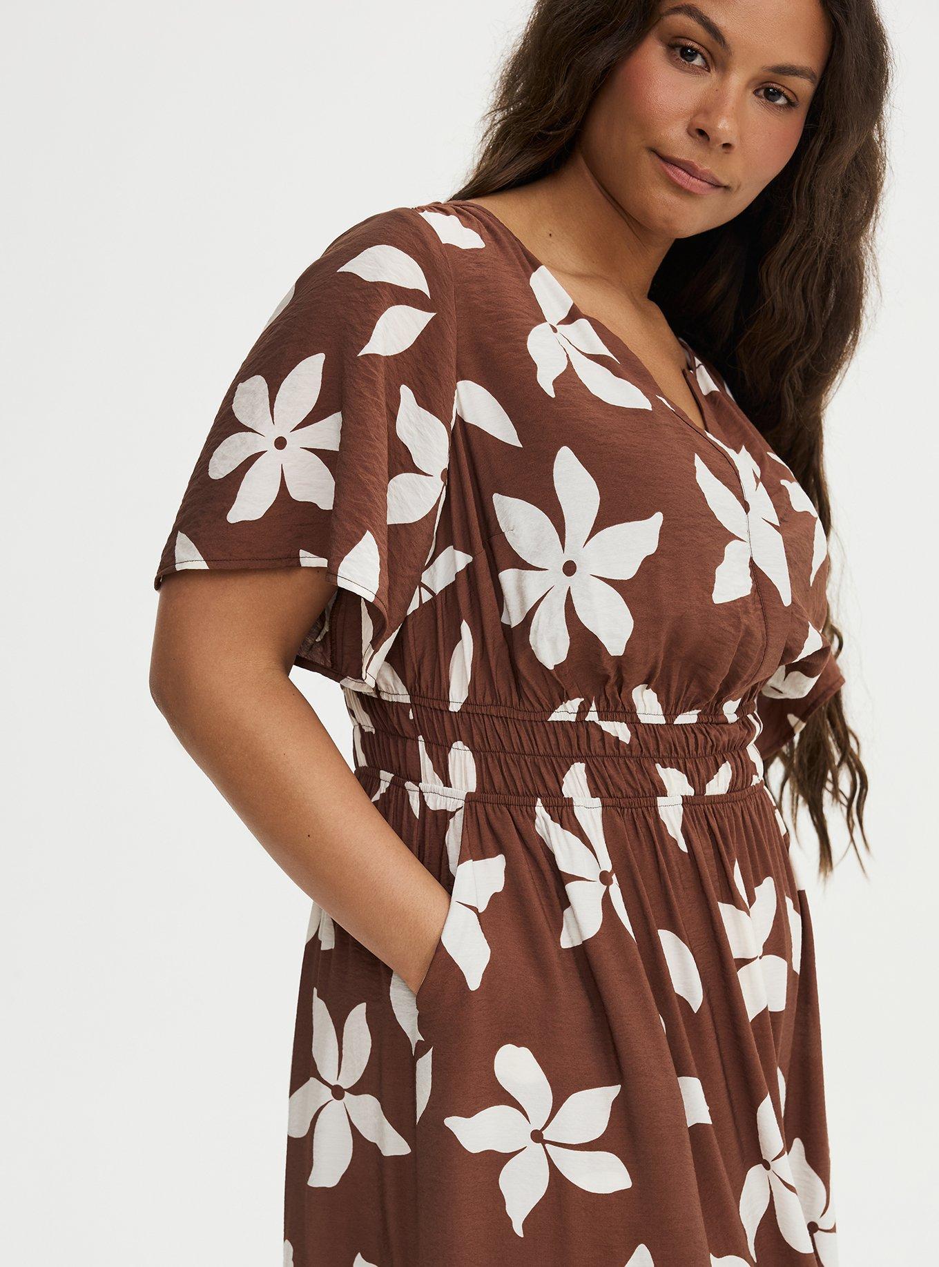 Y-Neck Tiered Maxi Dress, GABRIELLA FLORAL BROWN, alternate