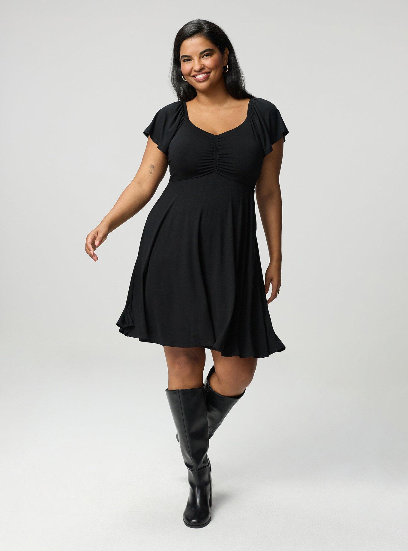 Flutter Sleeve Mini Dress, DEEP BLACK, alternate