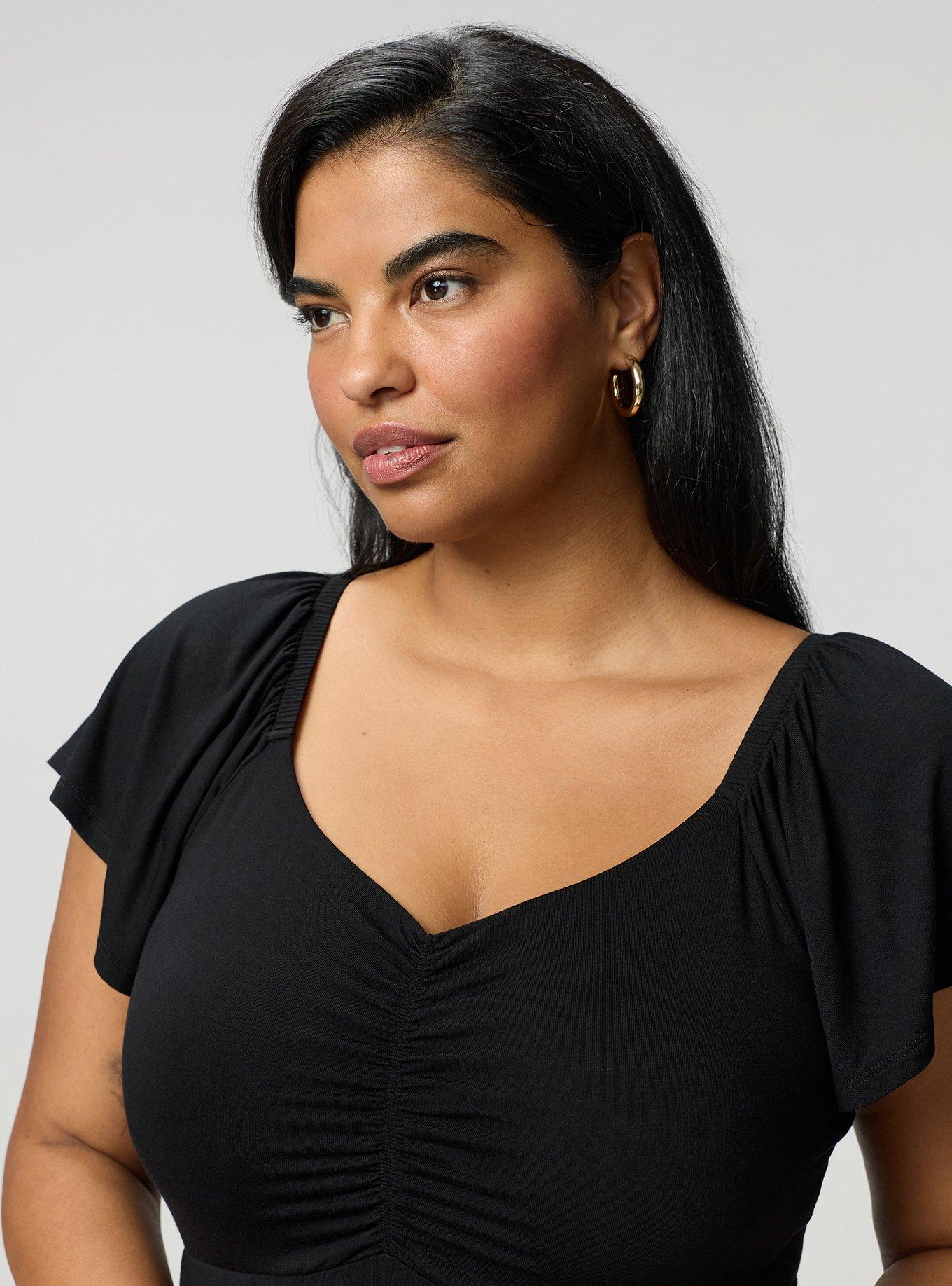 Flutter Sleeve Mini Dress, DEEP BLACK, alternate