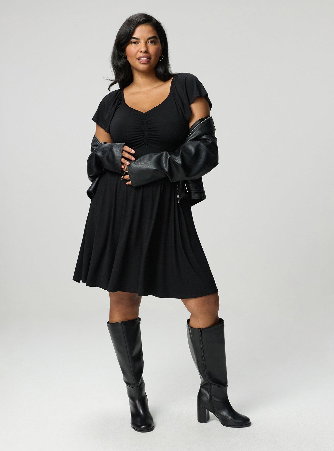 Flutter Sleeve Mini Dress, DEEP BLACK, alternate