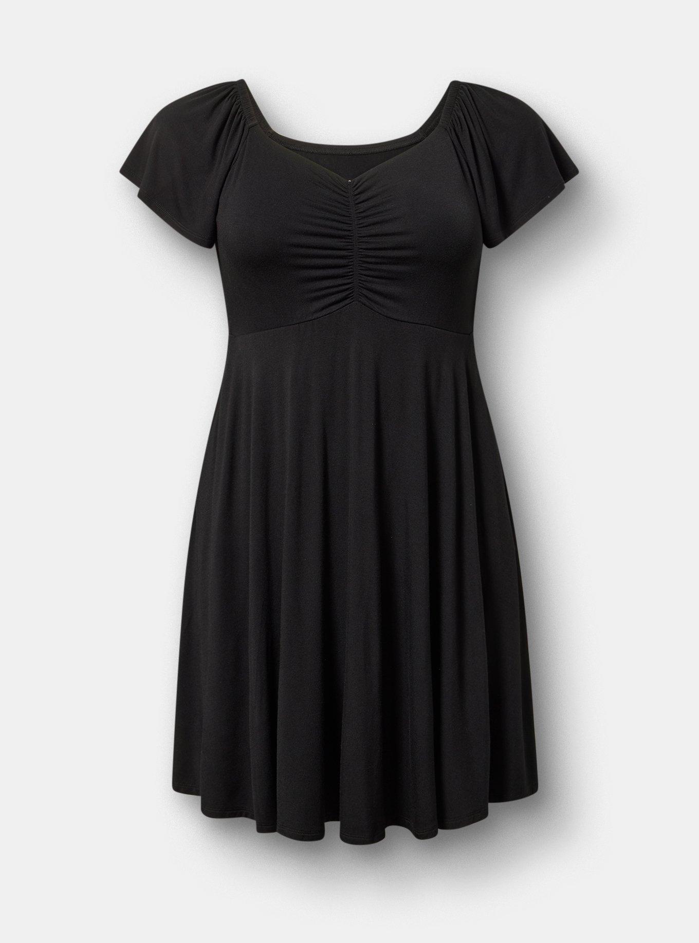 Flutter Sleeve Mini Dress, DEEP BLACK, flat