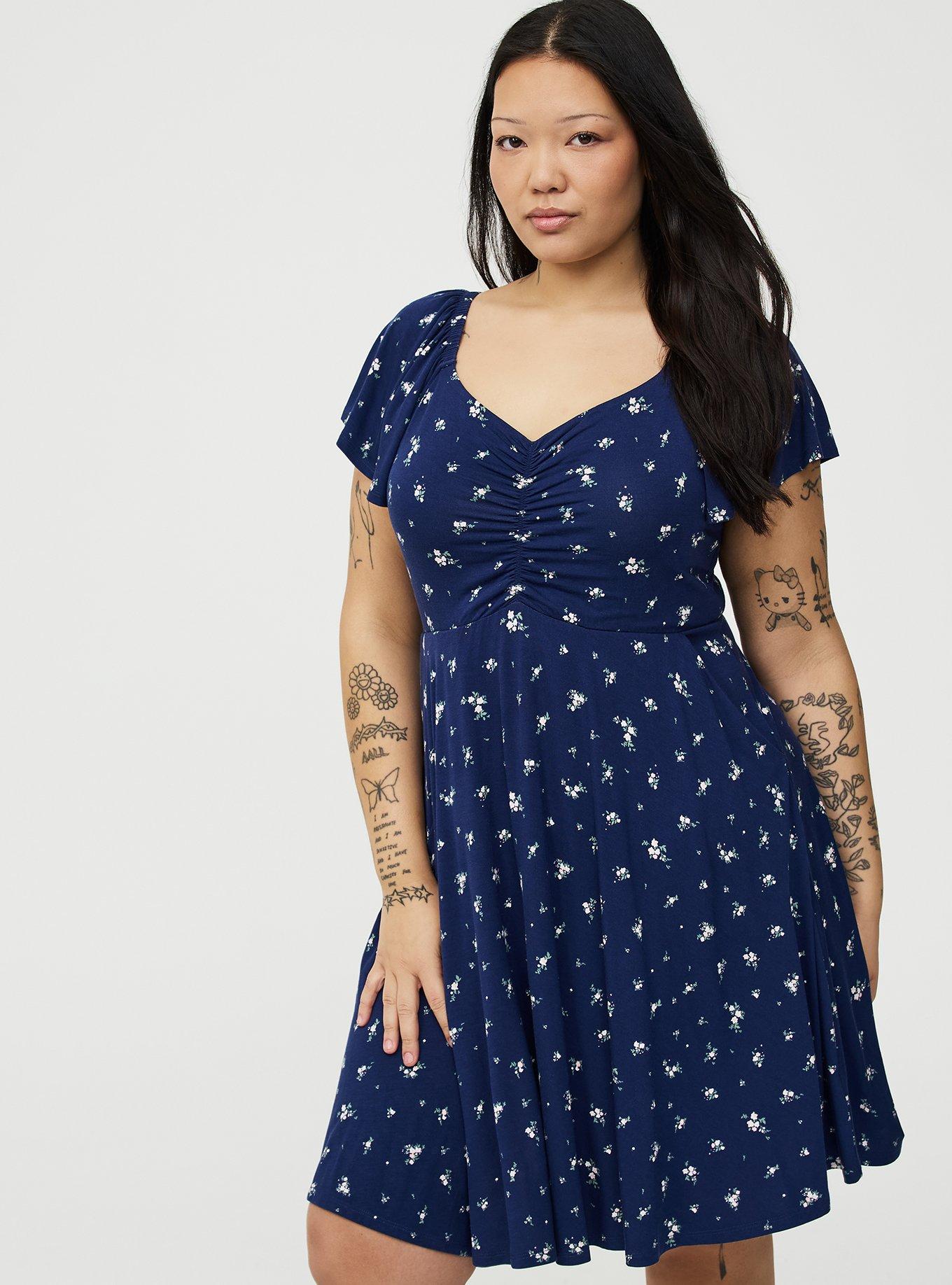 Flutter Sleeve Mini Dress, SWEPT AWAY DITSY FLORAL NAVY, alternate