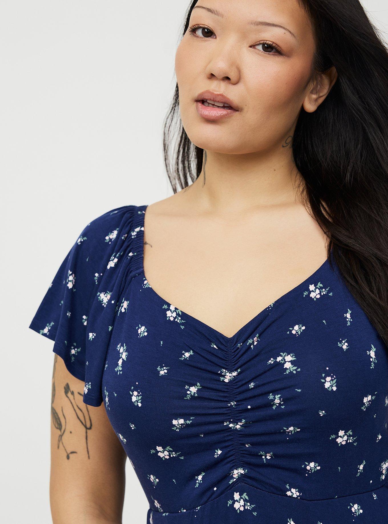 Flutter Sleeve Mini Dress, SWEPT AWAY DITSY FLORAL NAVY, alternate