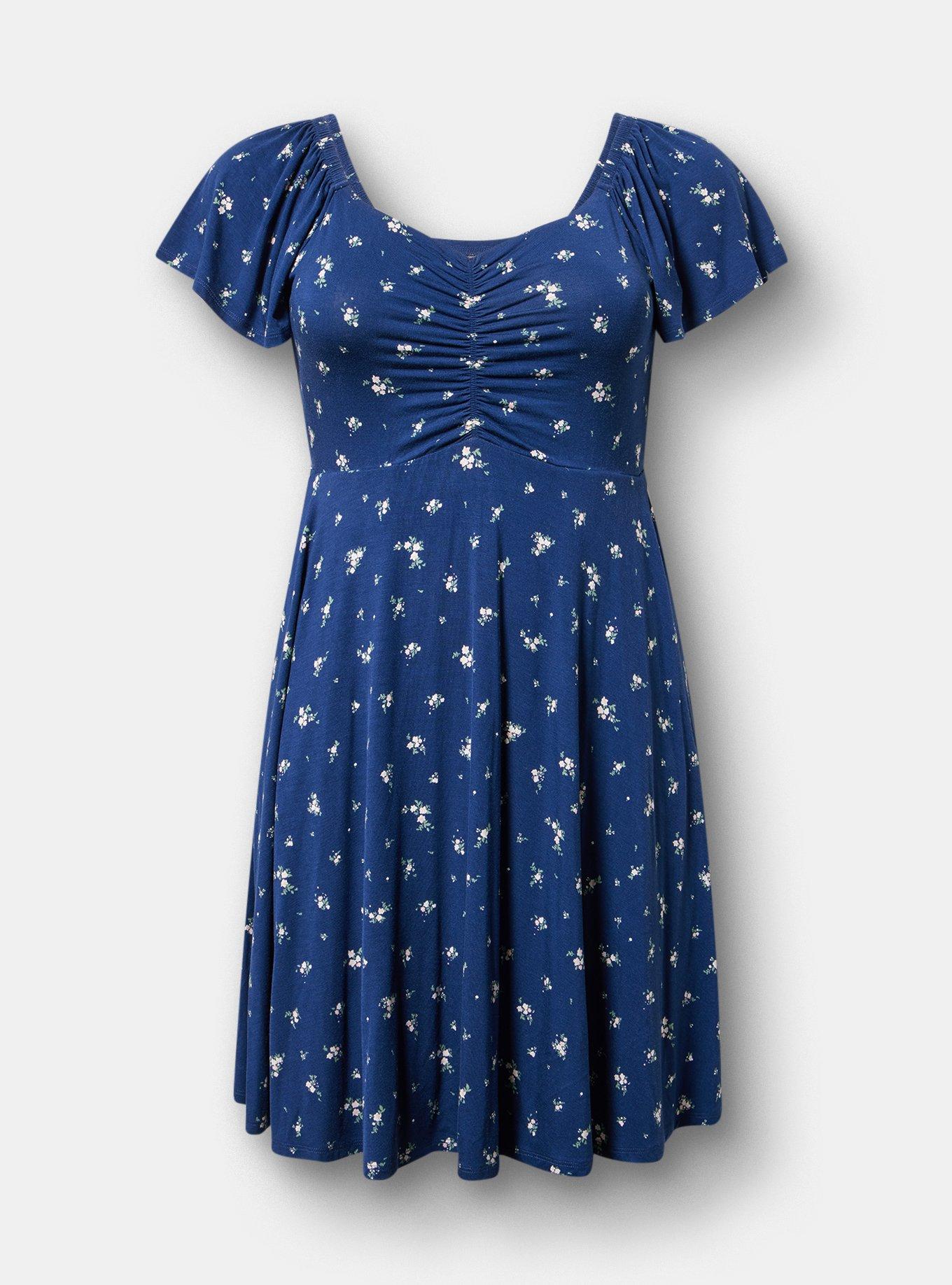 Flutter Sleeve Mini Dress, SWEPT AWAY DITSY FLORAL NAVY, hi-res