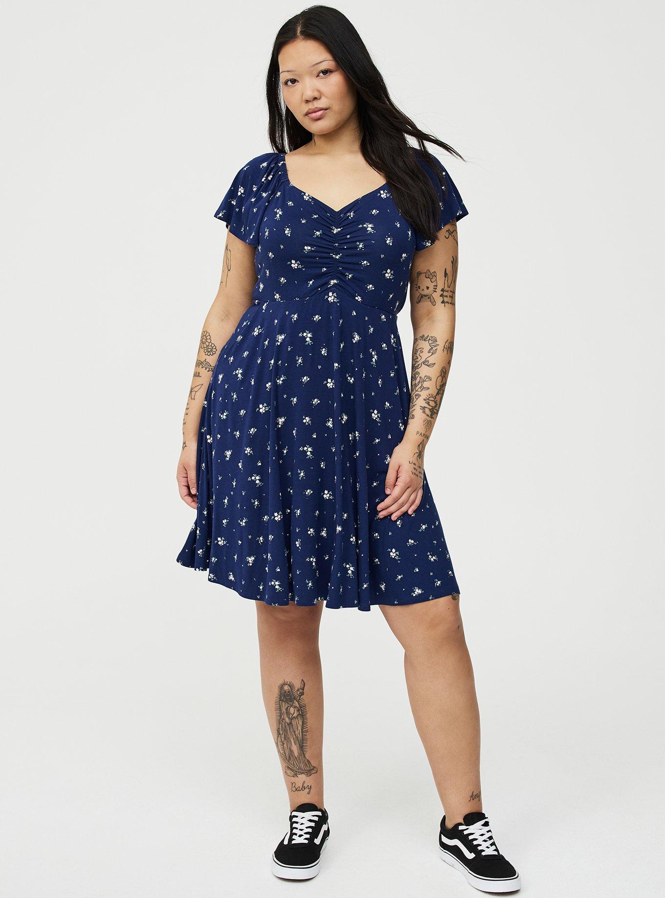 Flutter Sleeve Mini Dress, SWEPT AWAY DITSY FLORAL NAVY, hi-res