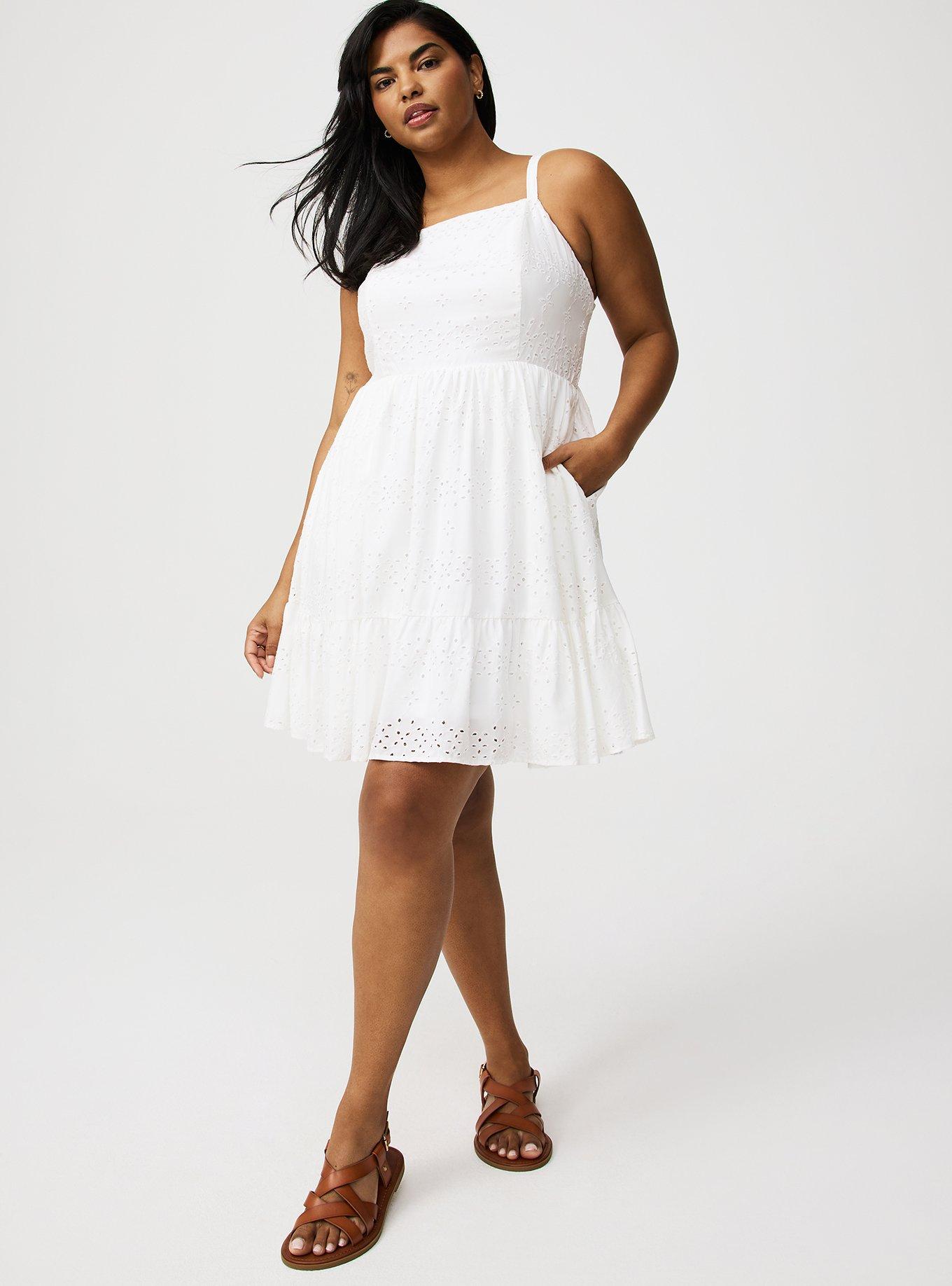 High-Neck Eyelet Mini Dress