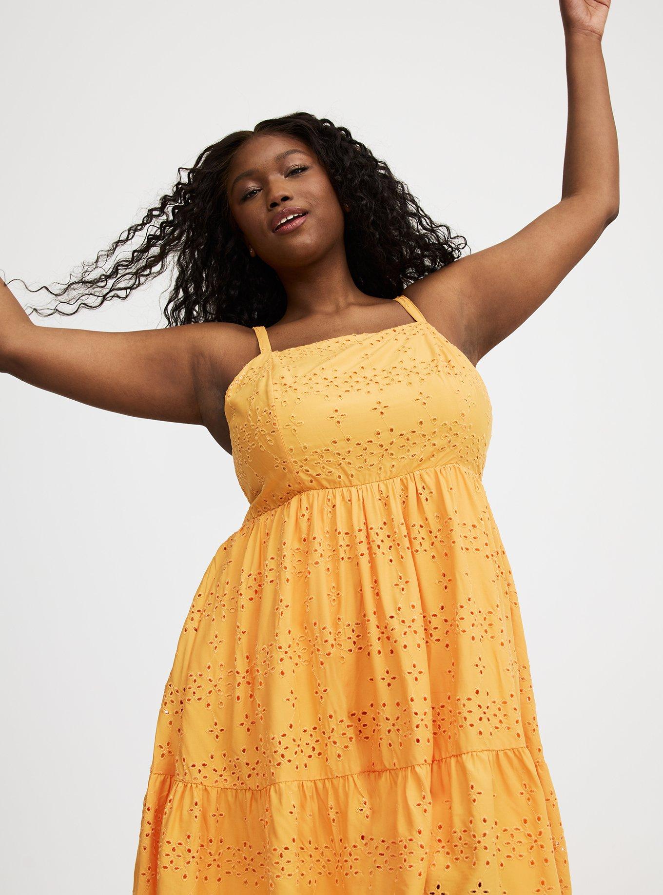 High-Neck Eyelet Mini Dress