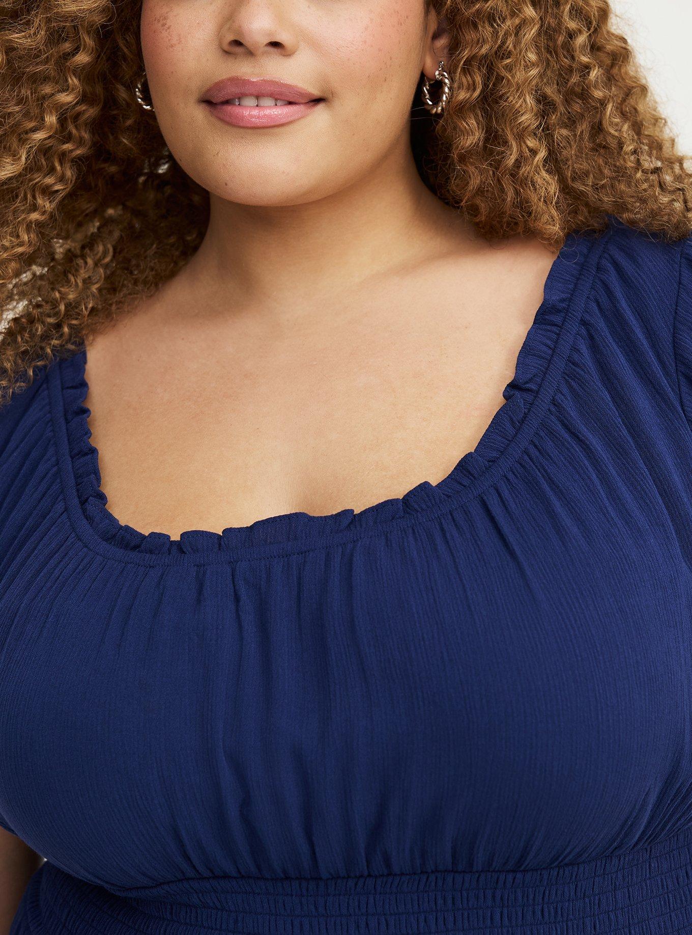 Crinkle Gauze Puff Sleeve Romper, MEDIEVAL BLUE, alternate