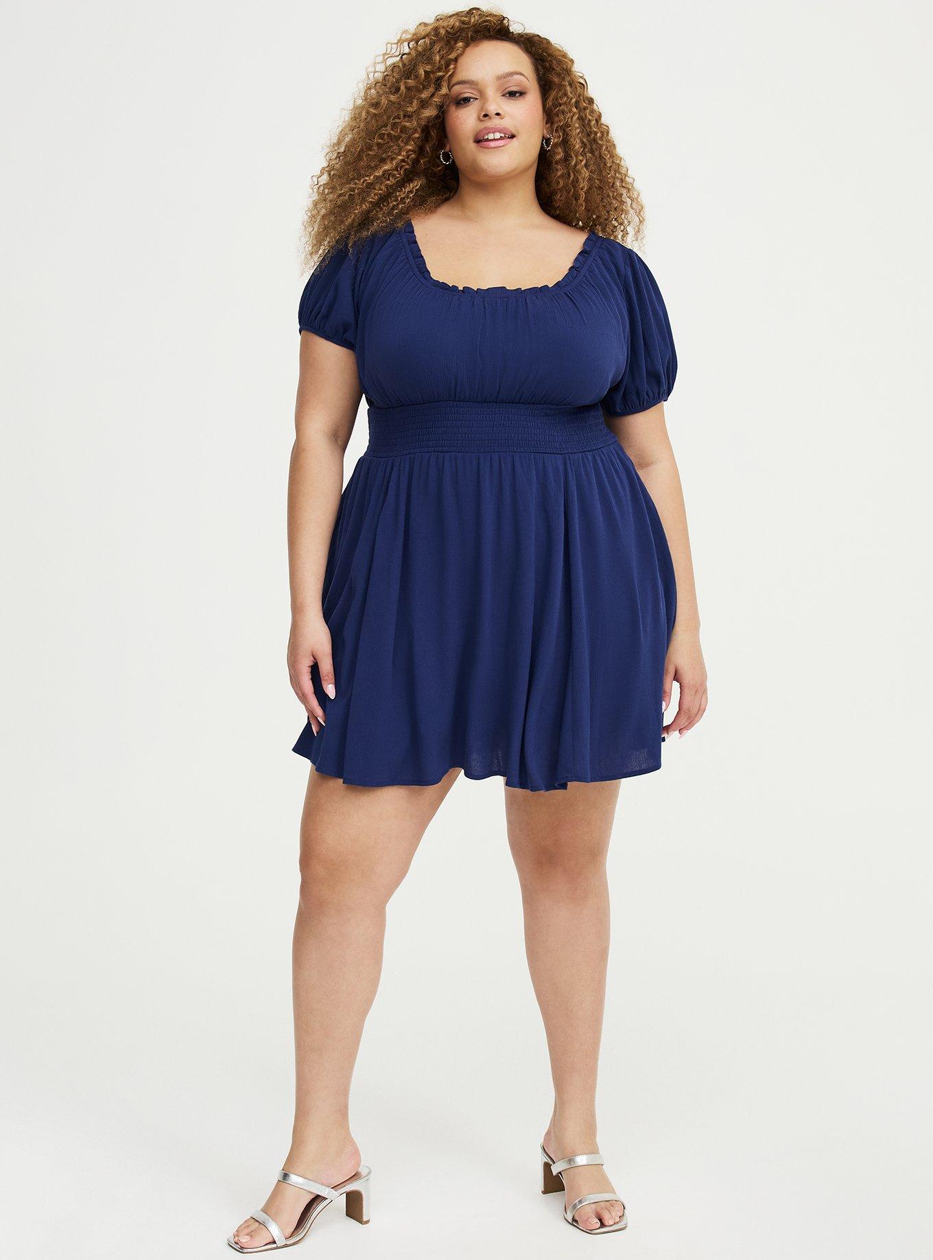 Crinkle Gauze Puff Sleeve Romper, MEDIEVAL BLUE, hi-res