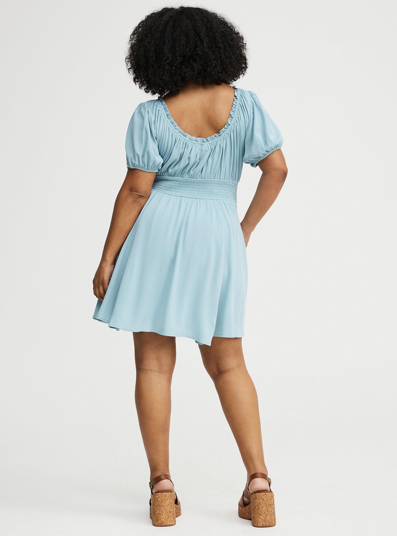 Crinkle Gauze Puff Sleeve Romper, STONE BLUE, alternate