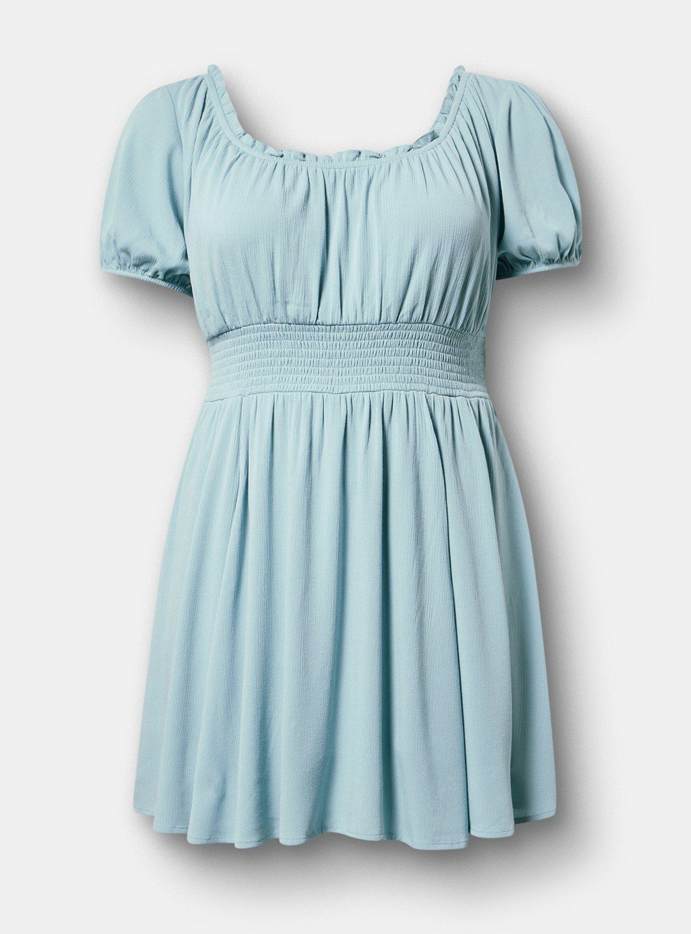 Crinkle Gauze Puff Sleeve Romper, STONE BLUE, hi-res