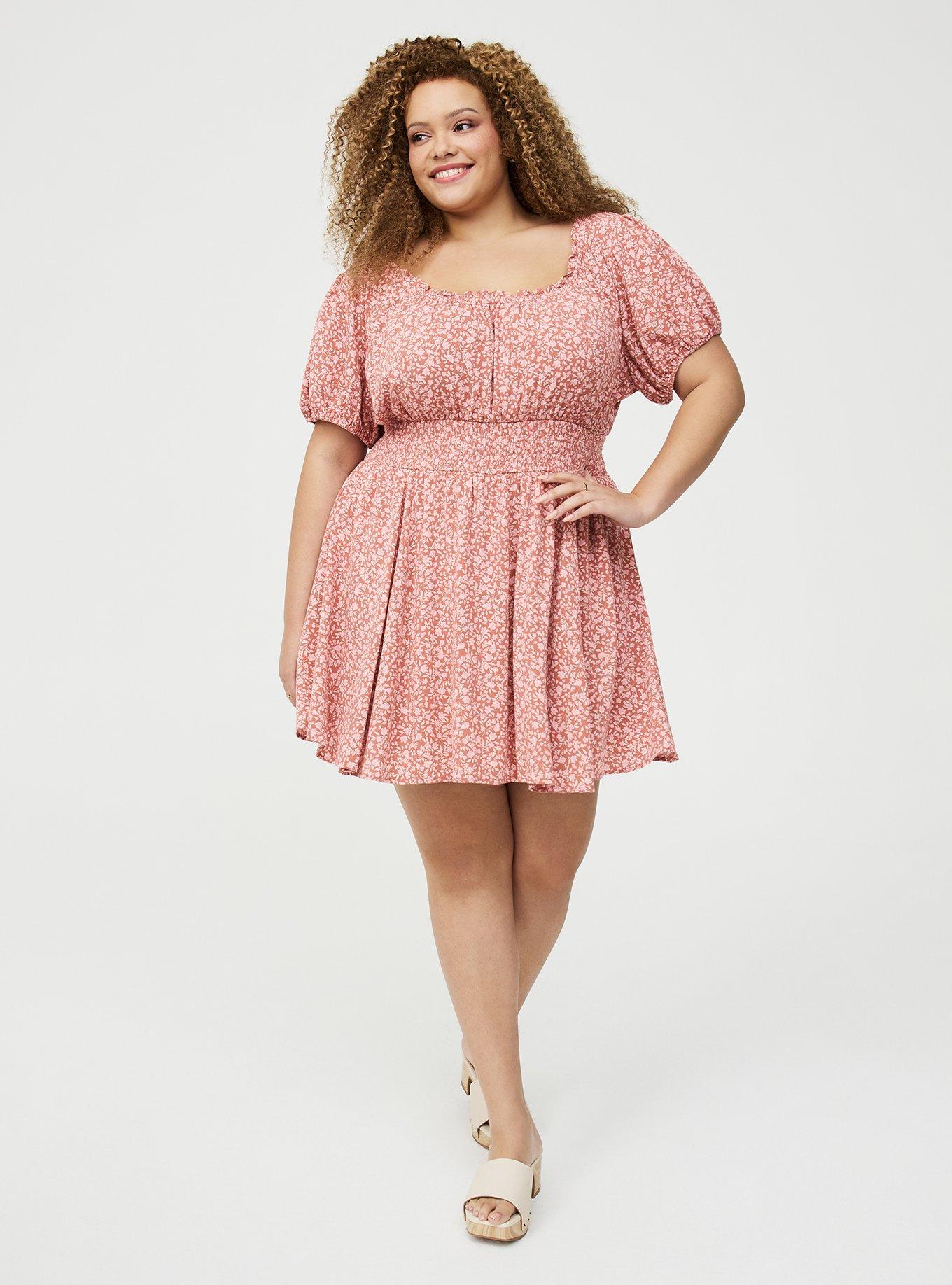 Crinkle Gauze Puff Sleeve Romper, DANIELLE DITSY FLORAL CORAL, hi-res