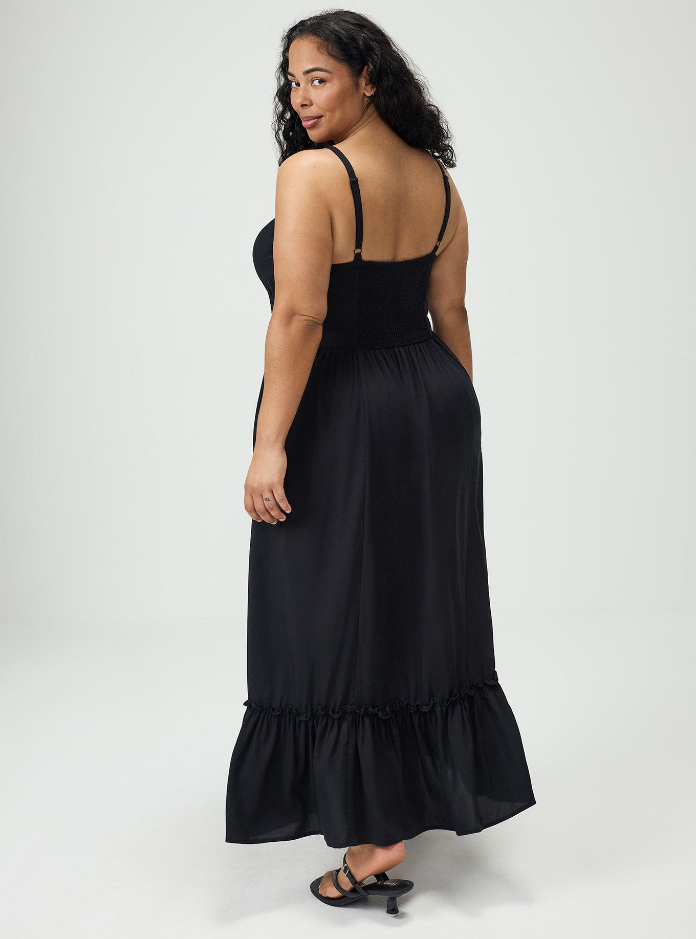 Smocked Detail Maxi Dress, DEEP BLACK, alternate