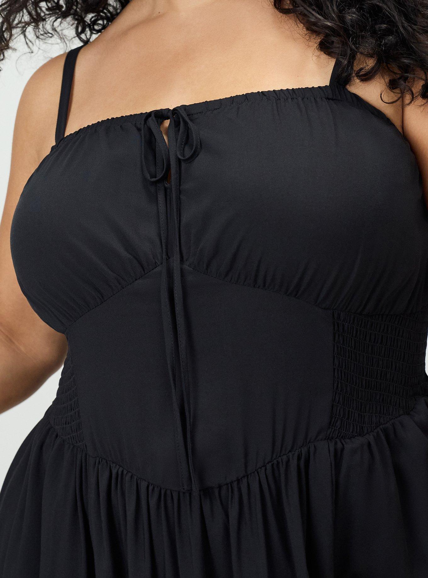 Smocked Detail Maxi Dress, DEEP BLACK, alternate