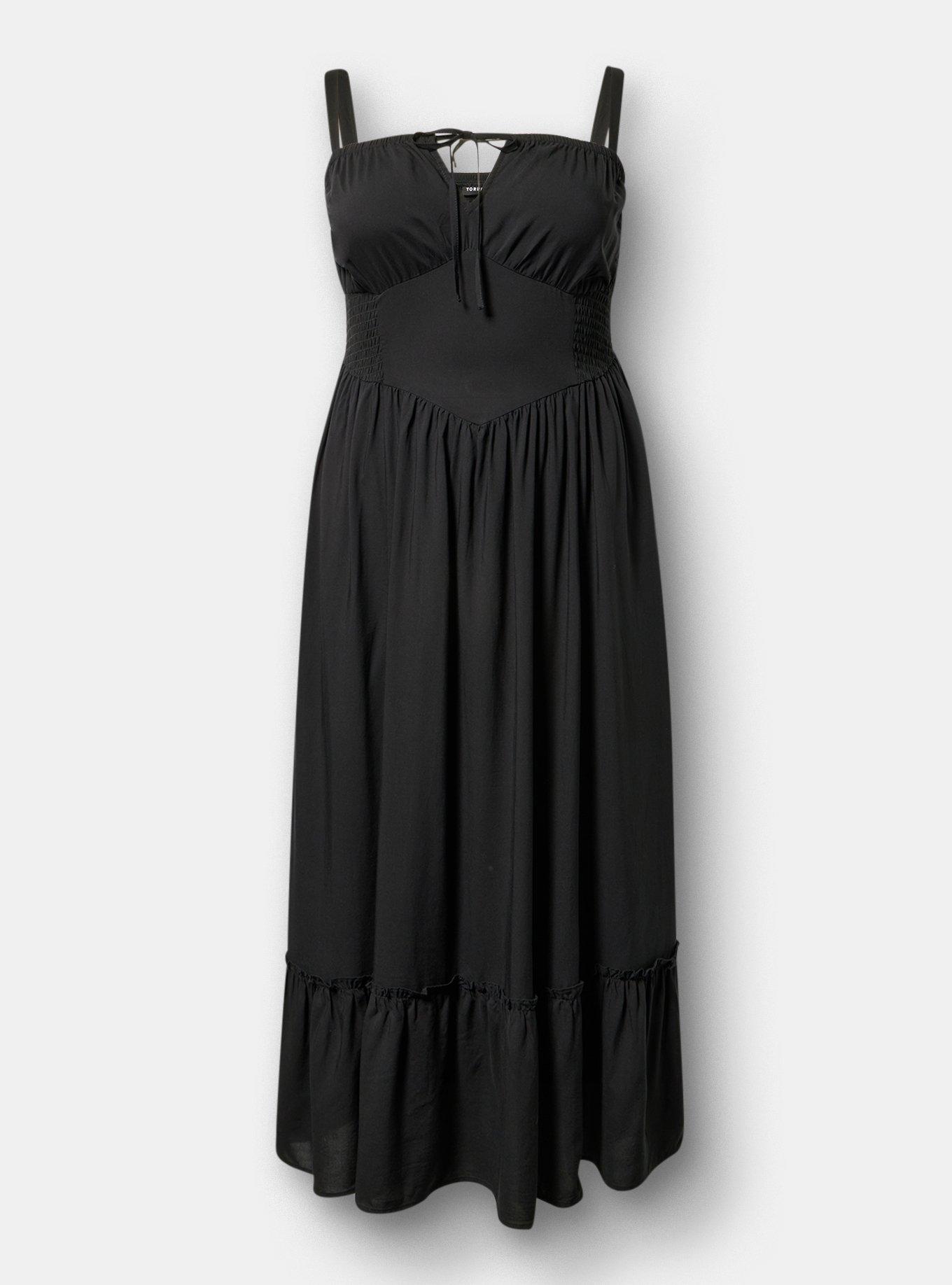 Smocked Detail Maxi Dress, DEEP BLACK, hi-res