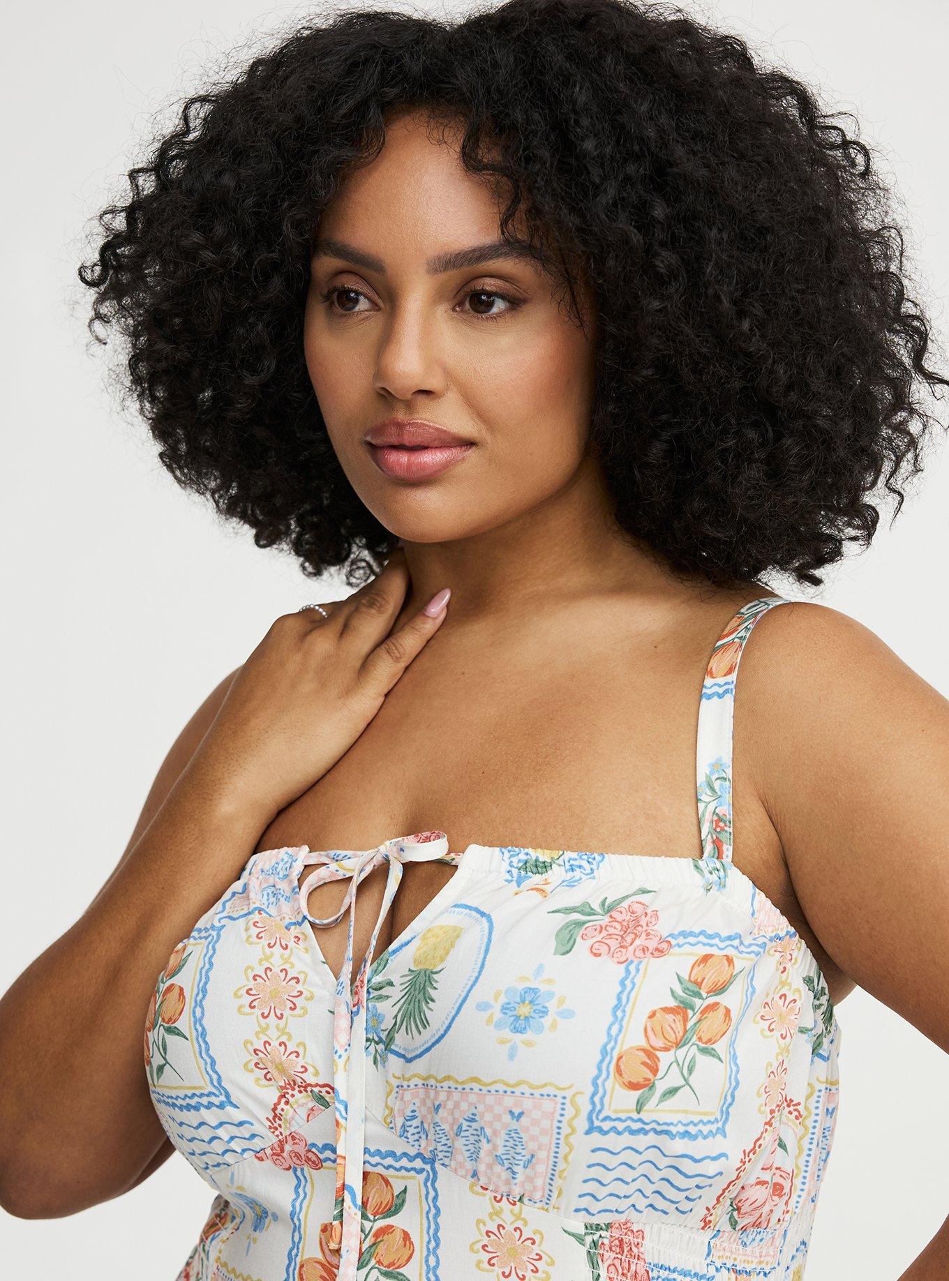 Smocked Detail Maxi Dress, VACATION STAMPS WHITE, alternate