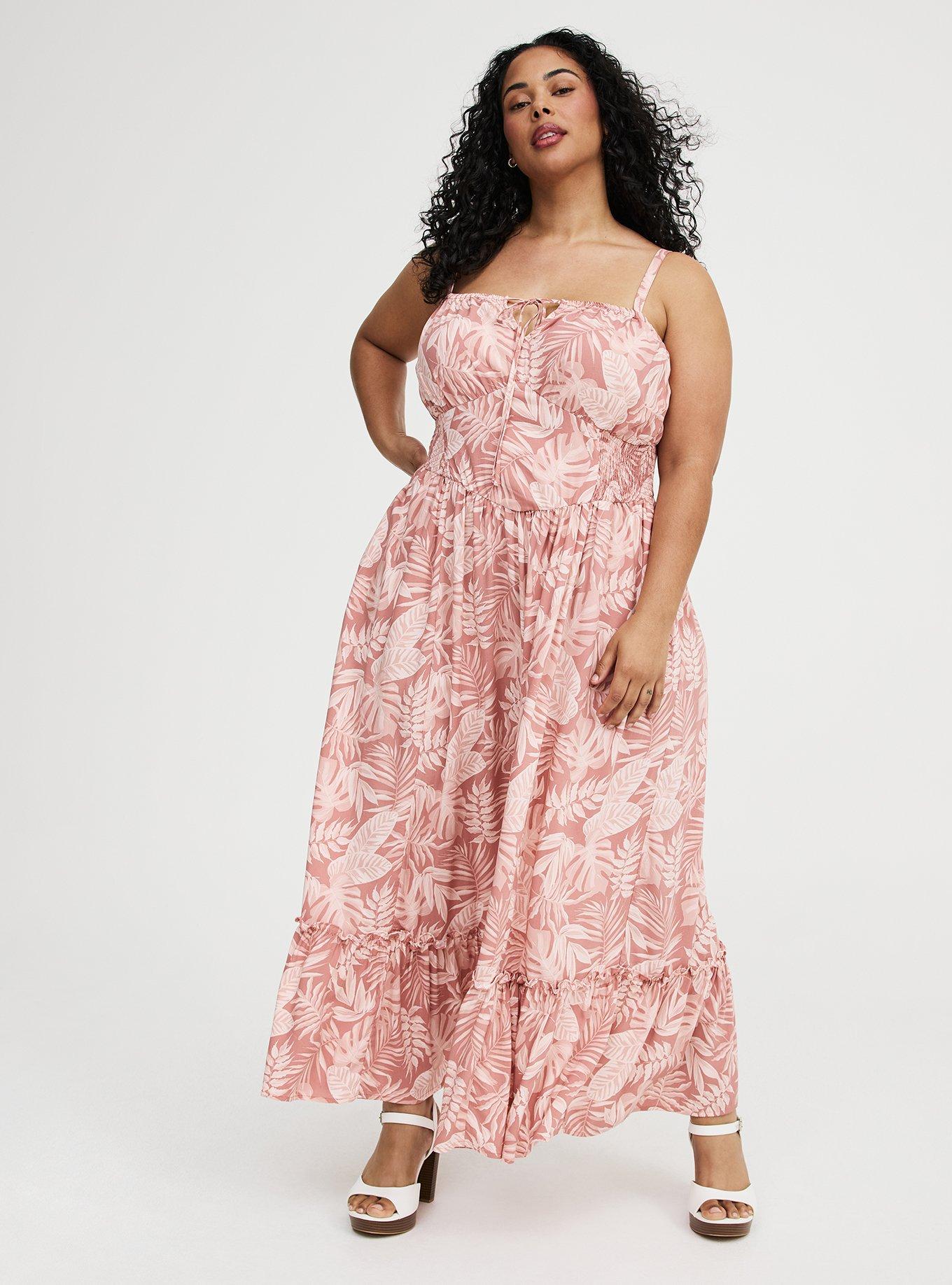 Smocked Detail Maxi Dress, TENAYA TROPICAL PINK, hi-res