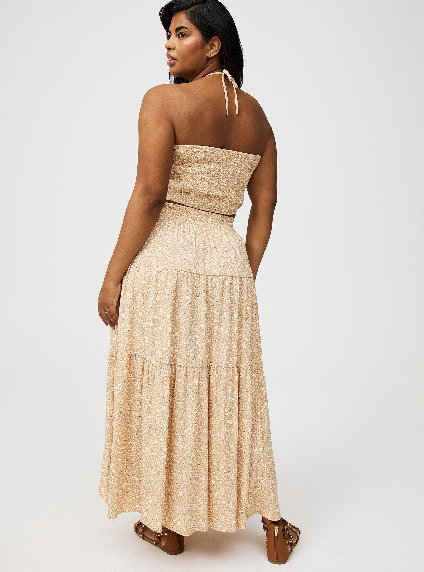 Smocked Crop Top And Maxi Skirt Set