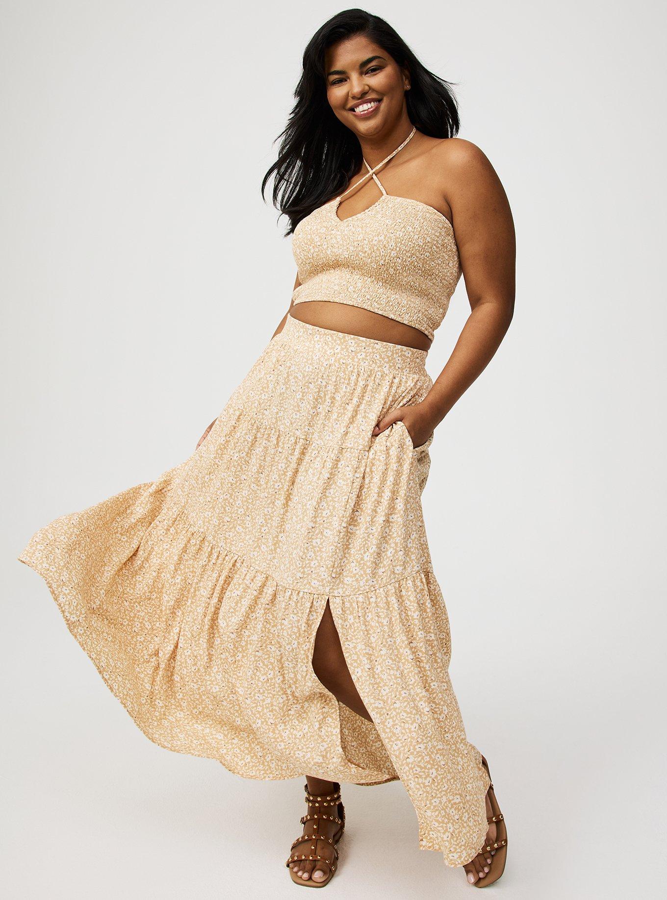 Smocked Crop Top And Maxi Skirt Set