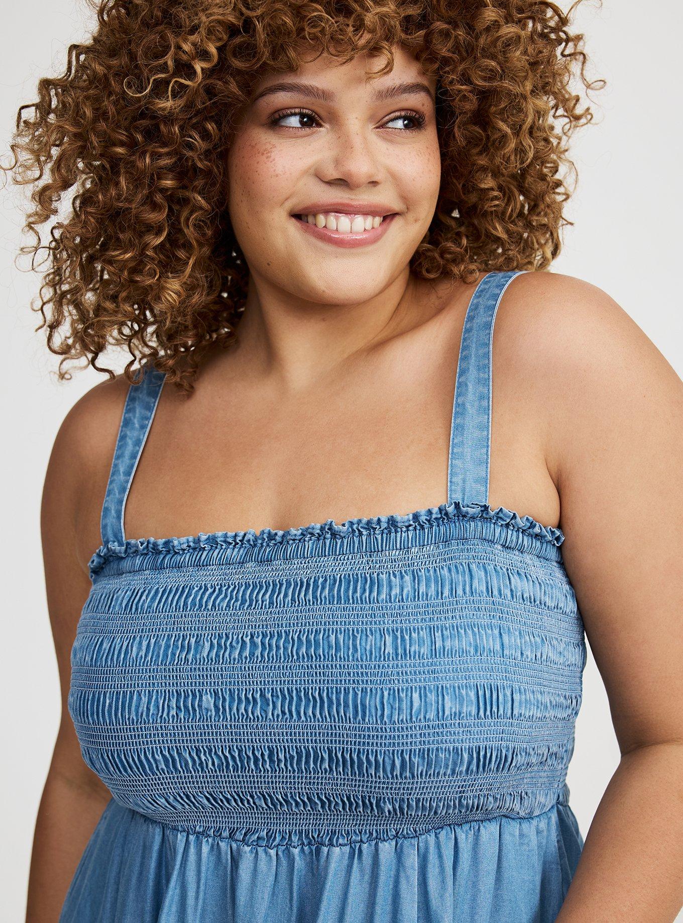 Midi Chambray Smocked Dress