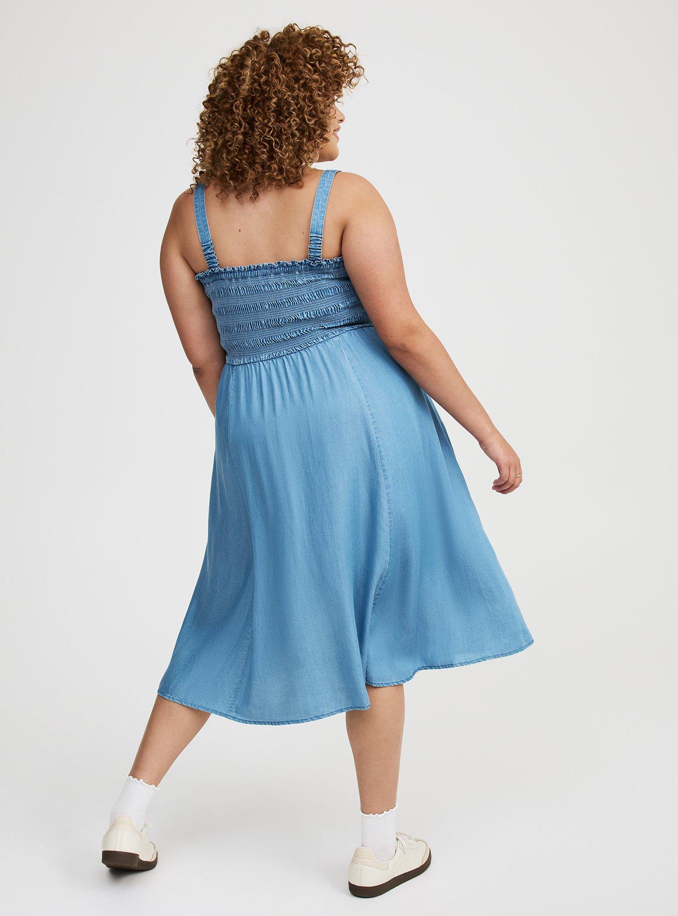 Midi Chambray Smocked Dress