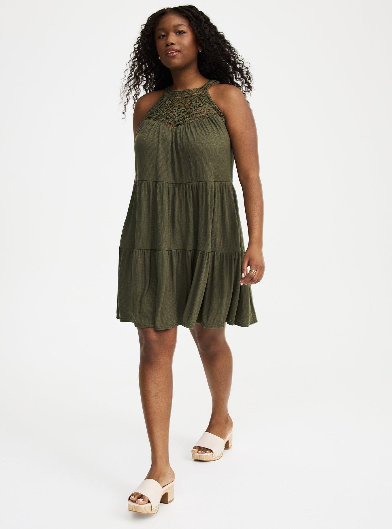 High-Neck Crochet Mini Dress