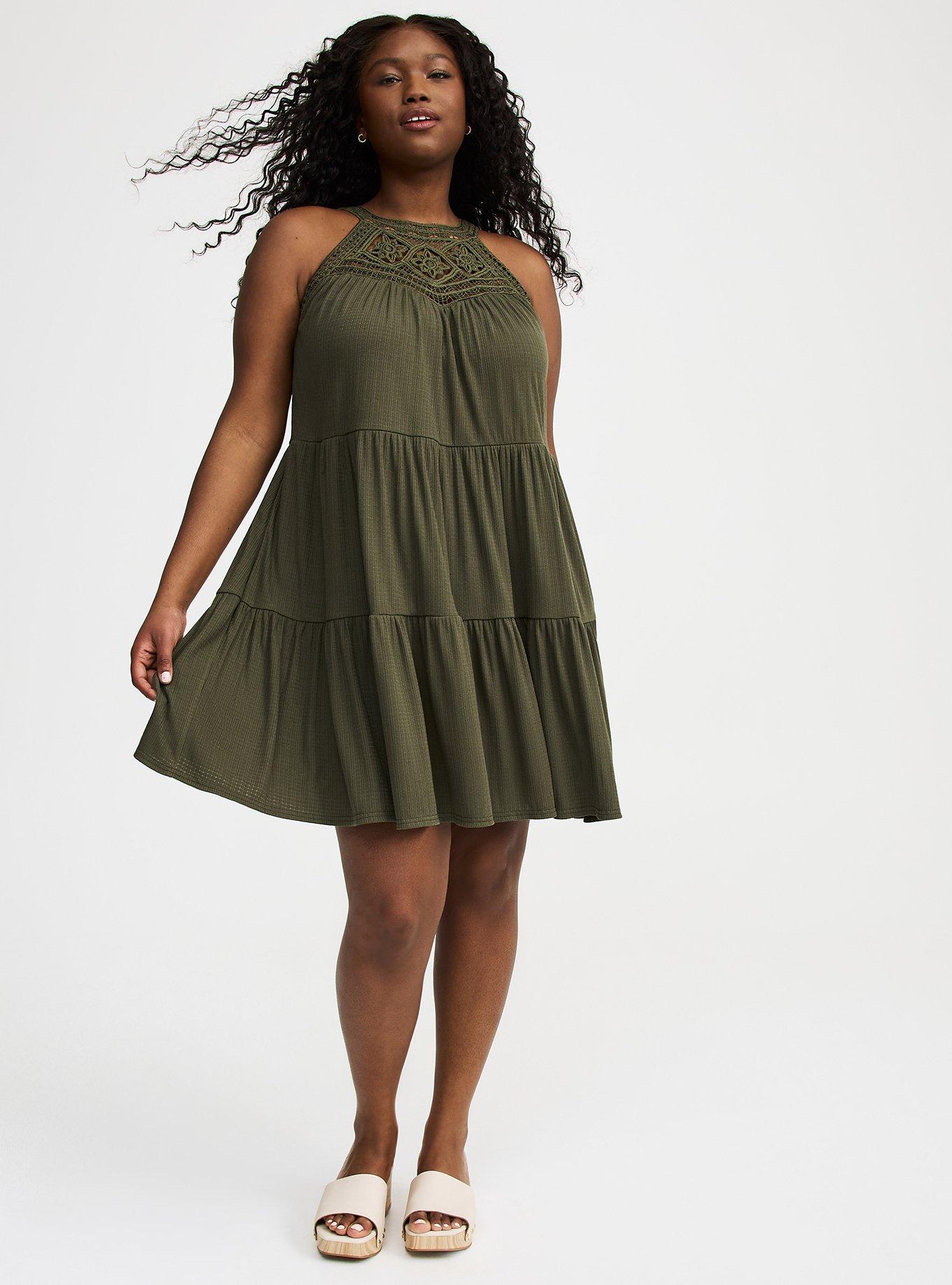 High-Neck Crochet Mini Dress