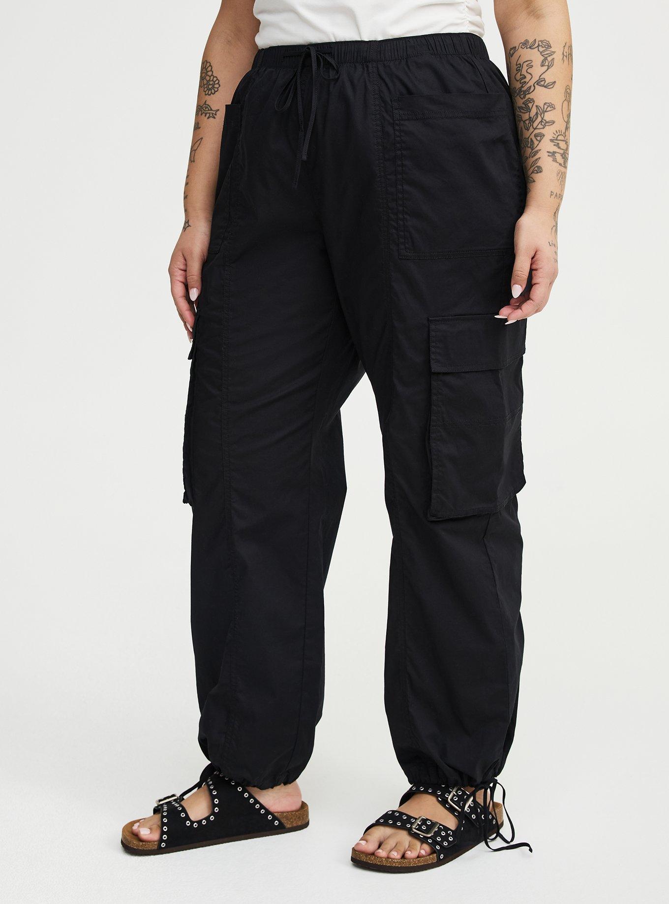 High-Rise Poplin Parachute Pant, DEEP BLACK, alternate
